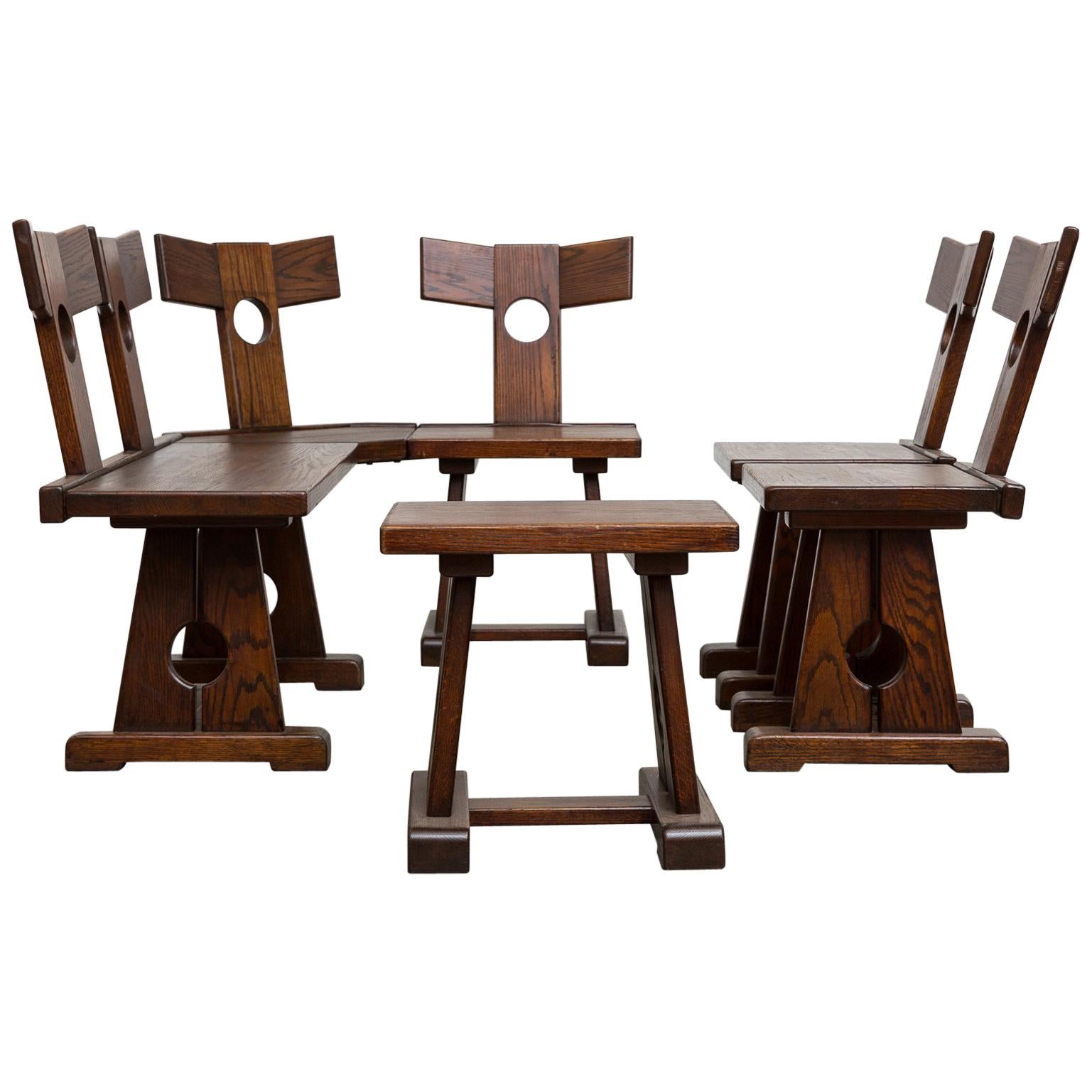 Vintage Walnut and Leather Corner Chair by Quigley at 1stDibs