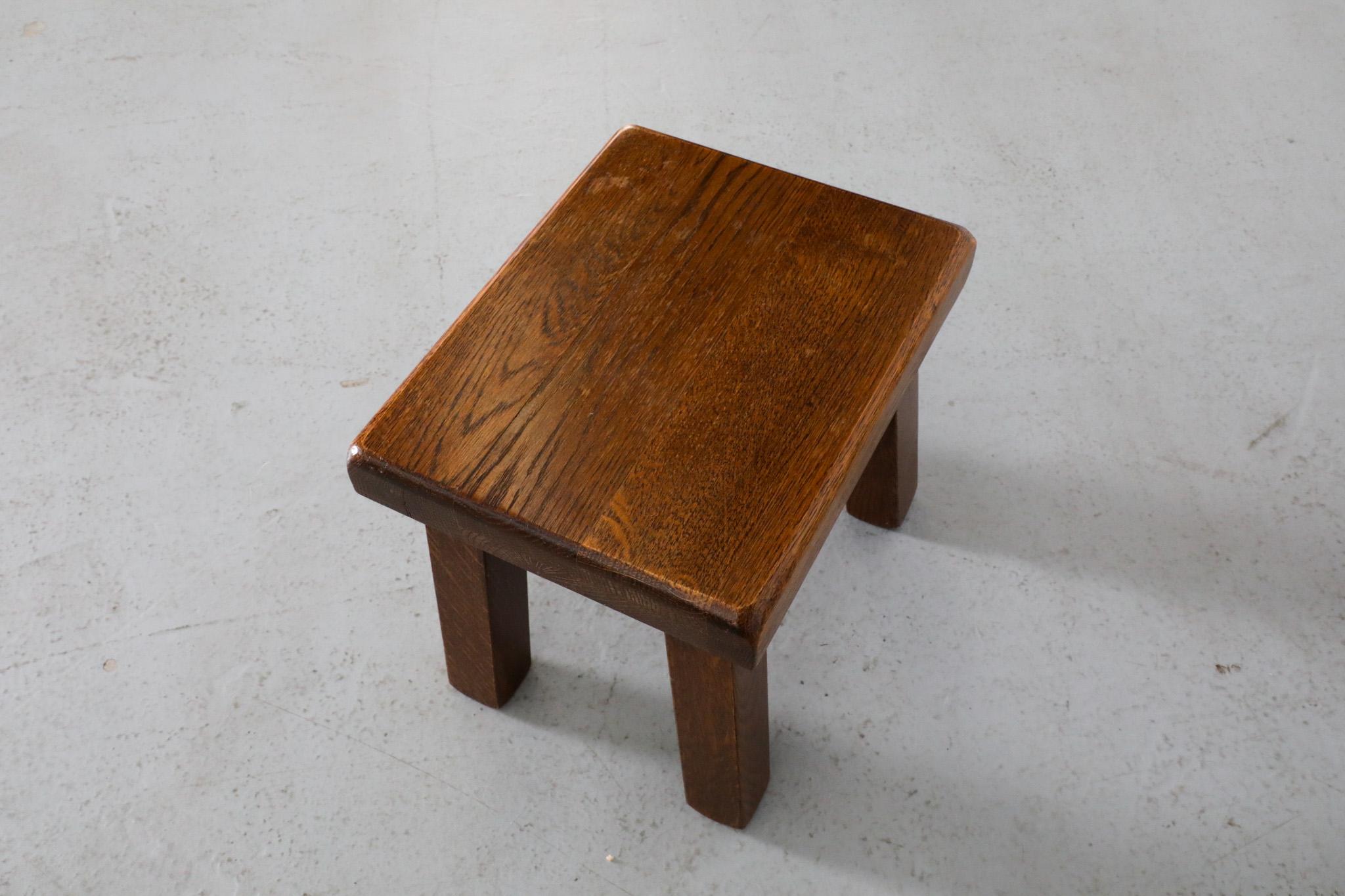 Pierre Chapo Inspired Dark Oak Brutalist Nesting Tables 12