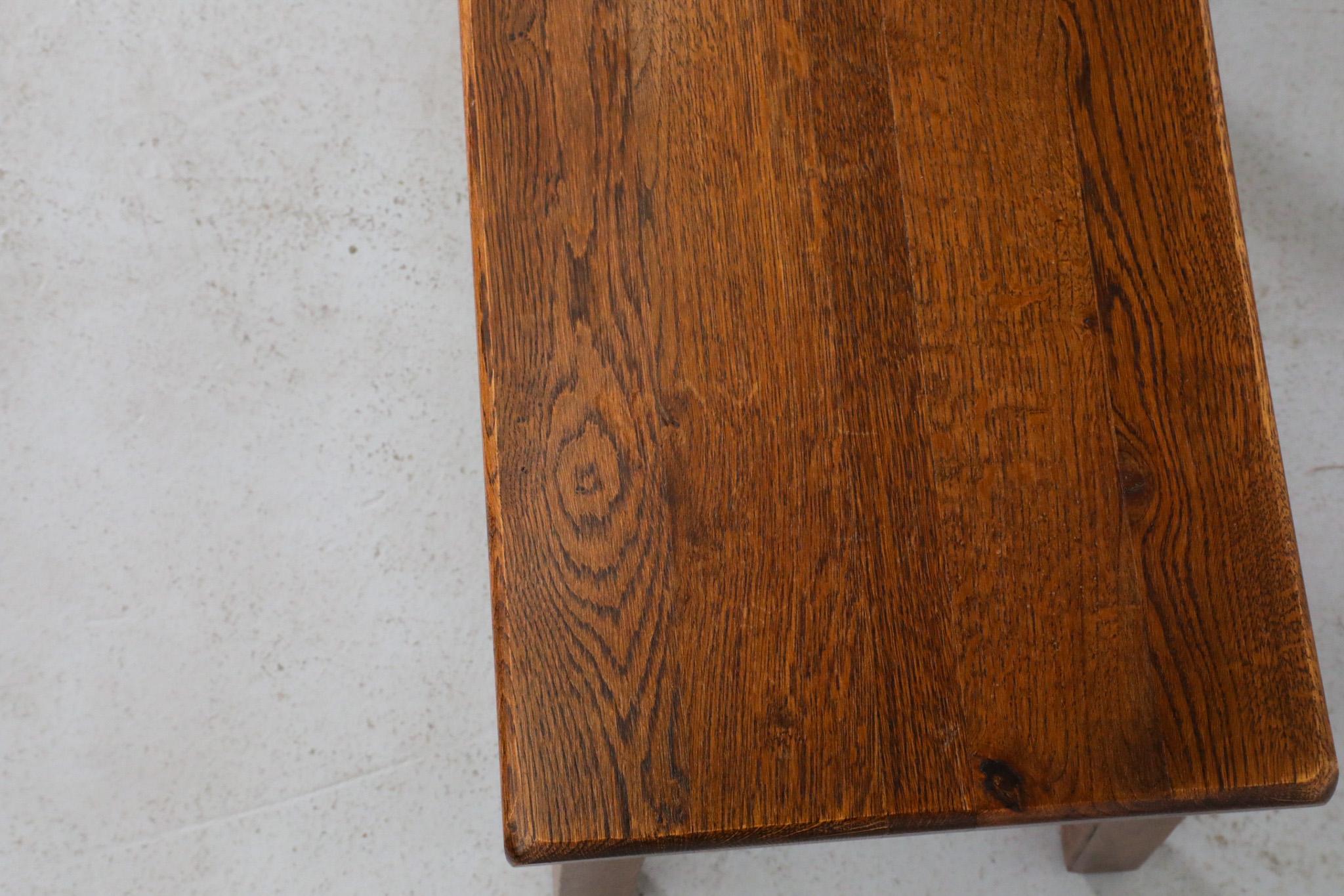 Pierre Chapo Inspired Dark Oak Brutalist Nesting Tables 14