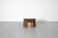 Pierre Chapo Inspired Dark Oak Brutalist Nesting Tables