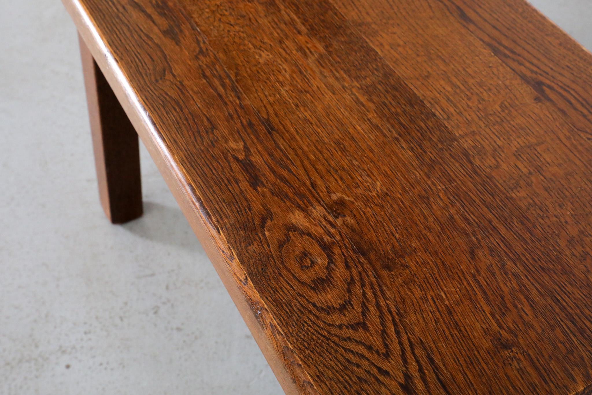 Pierre Chapo Inspired Dark Oak Brutalist Nesting Tables 15