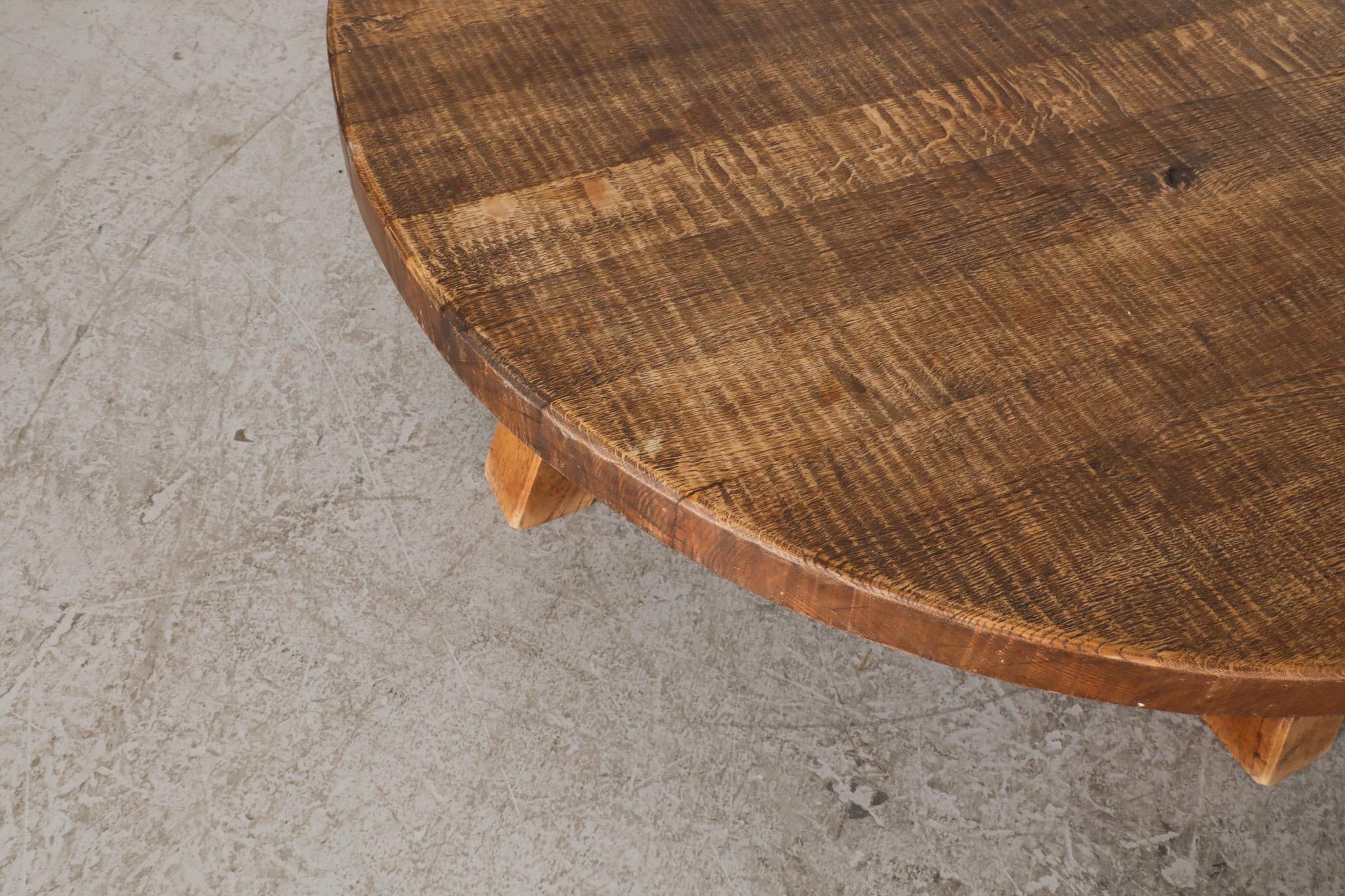 Mid-20th Century Pierre Chapo Inspired Heavy Oak Brutalist Coffee Table
