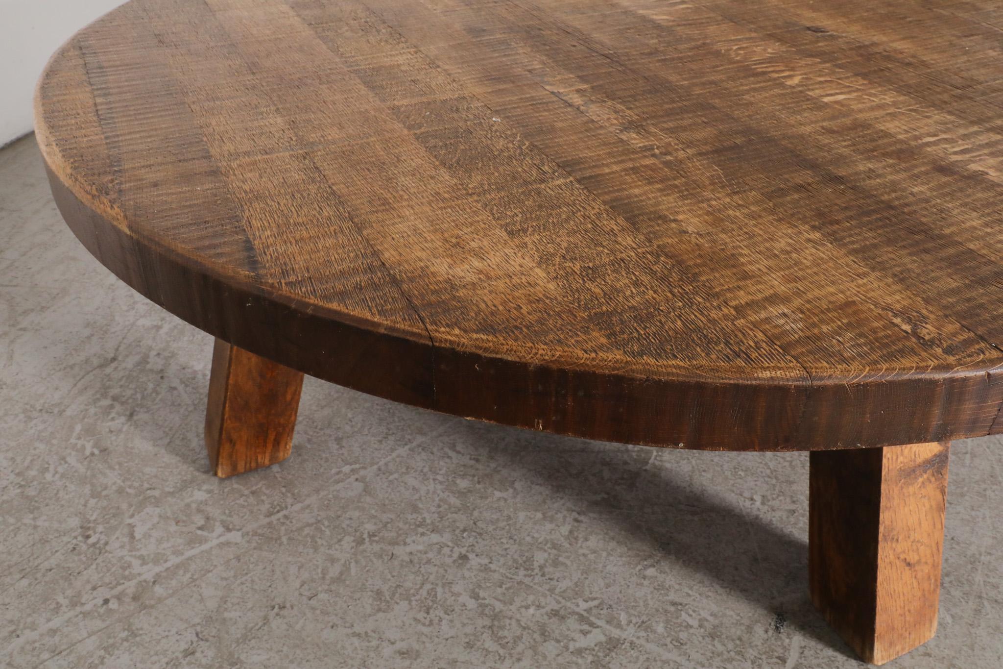 Pierre Chapo Inspired Heavy Oak Brutalist Coffee Table 2