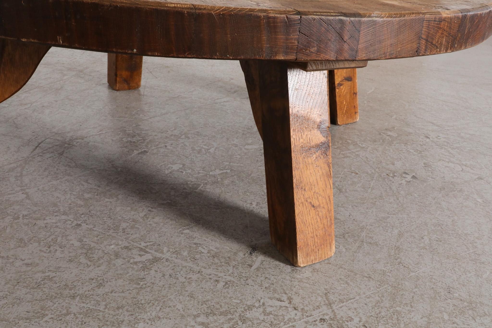 Pierre Chapo Inspired Heavy Oak Brutalist Coffee Table 3