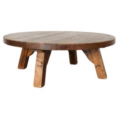 Pierre Chapo Inspired Heavy Oak Brutalist Coffee Table