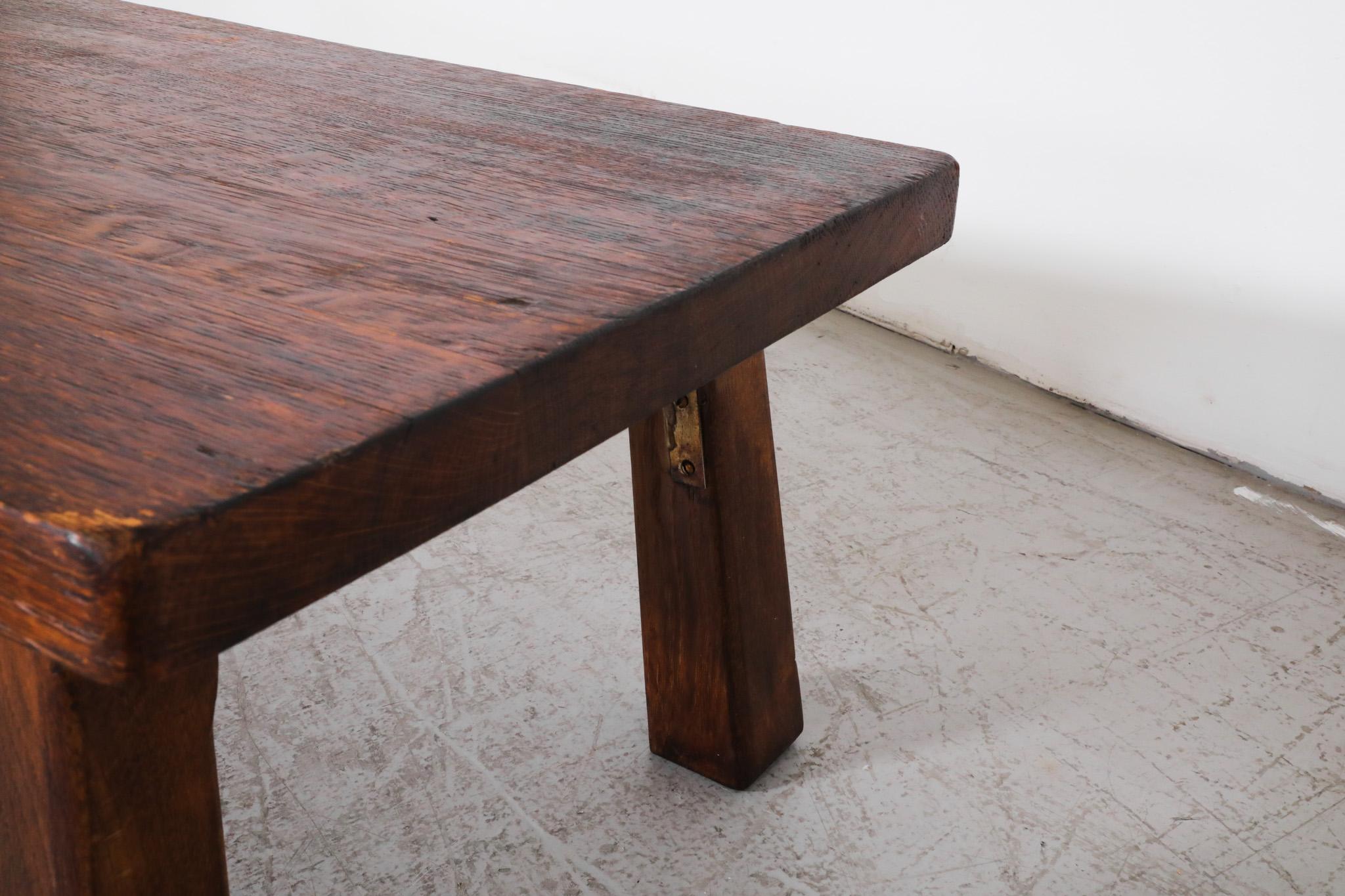 Pierre Chapo Inspired Heavy Oak Table or Bench For Sale 6