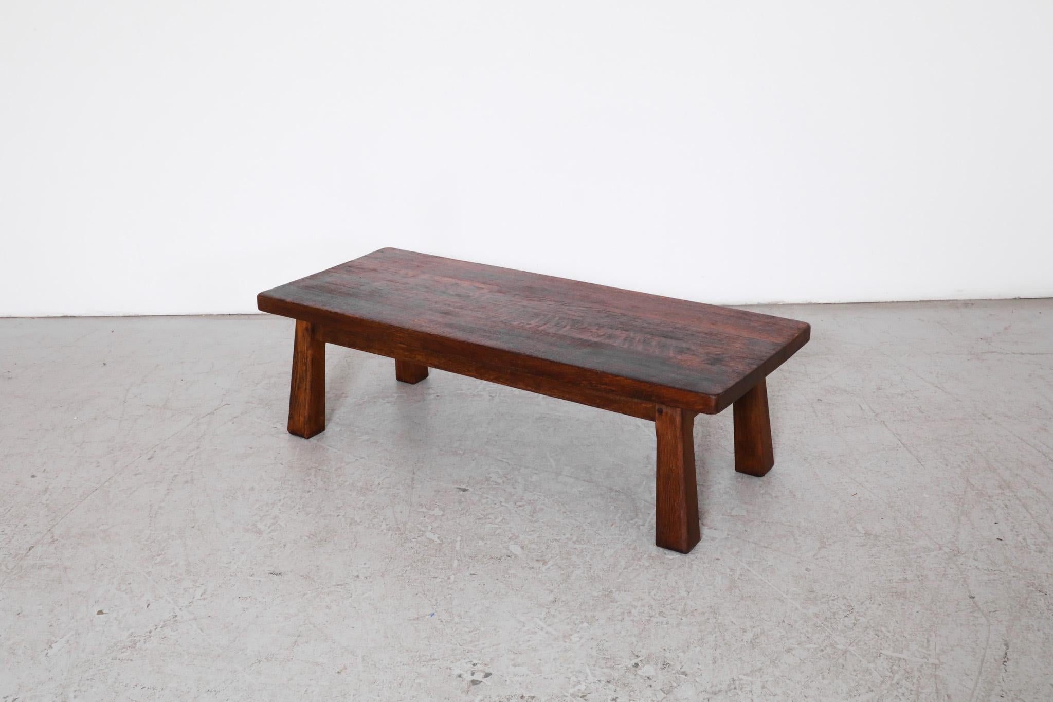 Pierre Chapo Inspired Heavy Oak Table or Bench In Good Condition For Sale In Los Angeles, CA