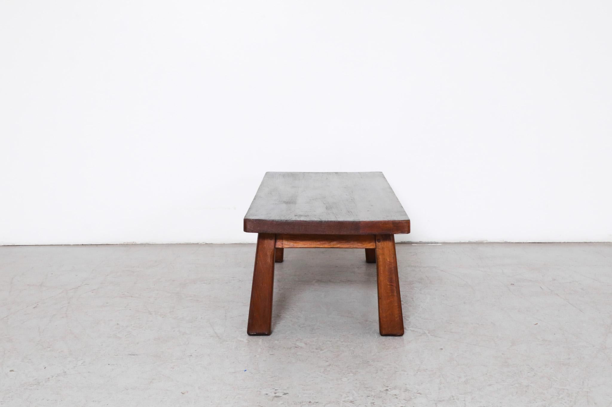 Mid-20th Century Pierre Chapo Inspired Heavy Oak Table or Bench For Sale
