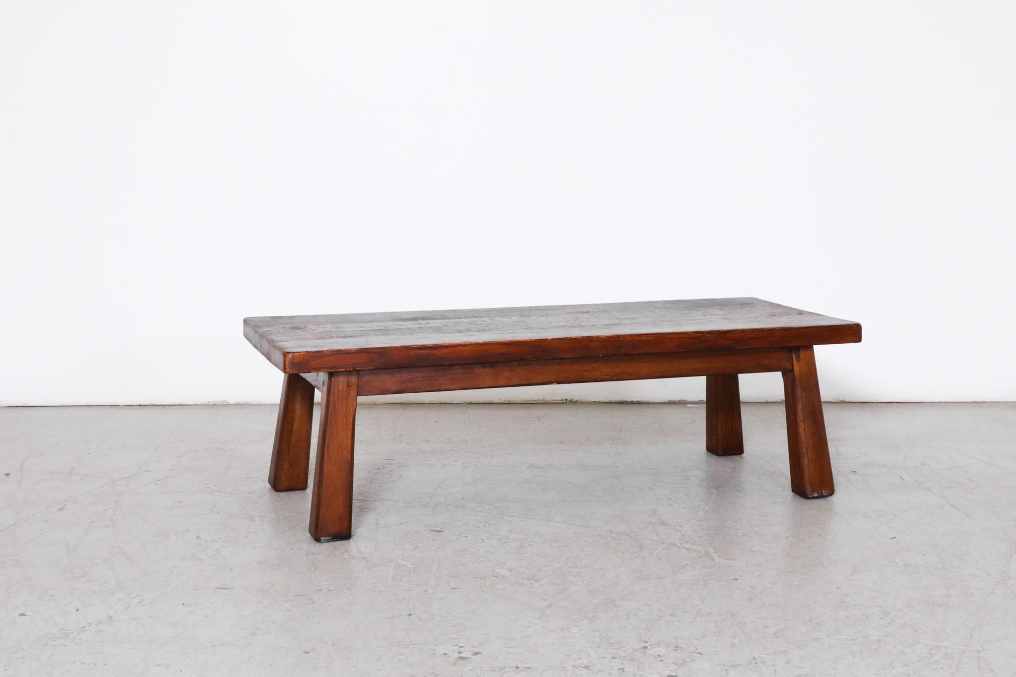 Pierre Chapo Inspired Heavy Oak Table or Bench For Sale 1