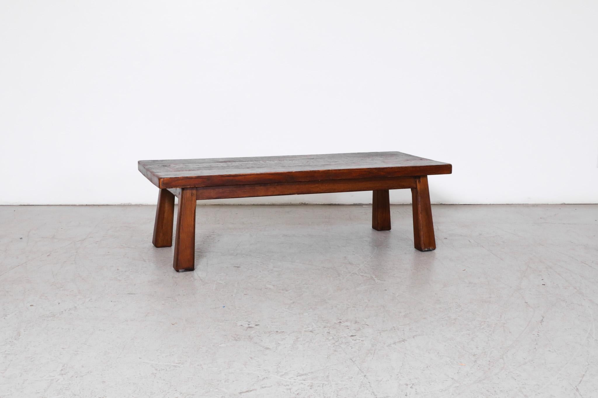 Pierre Chapo Inspired Heavy Oak Table or Bench For Sale 2