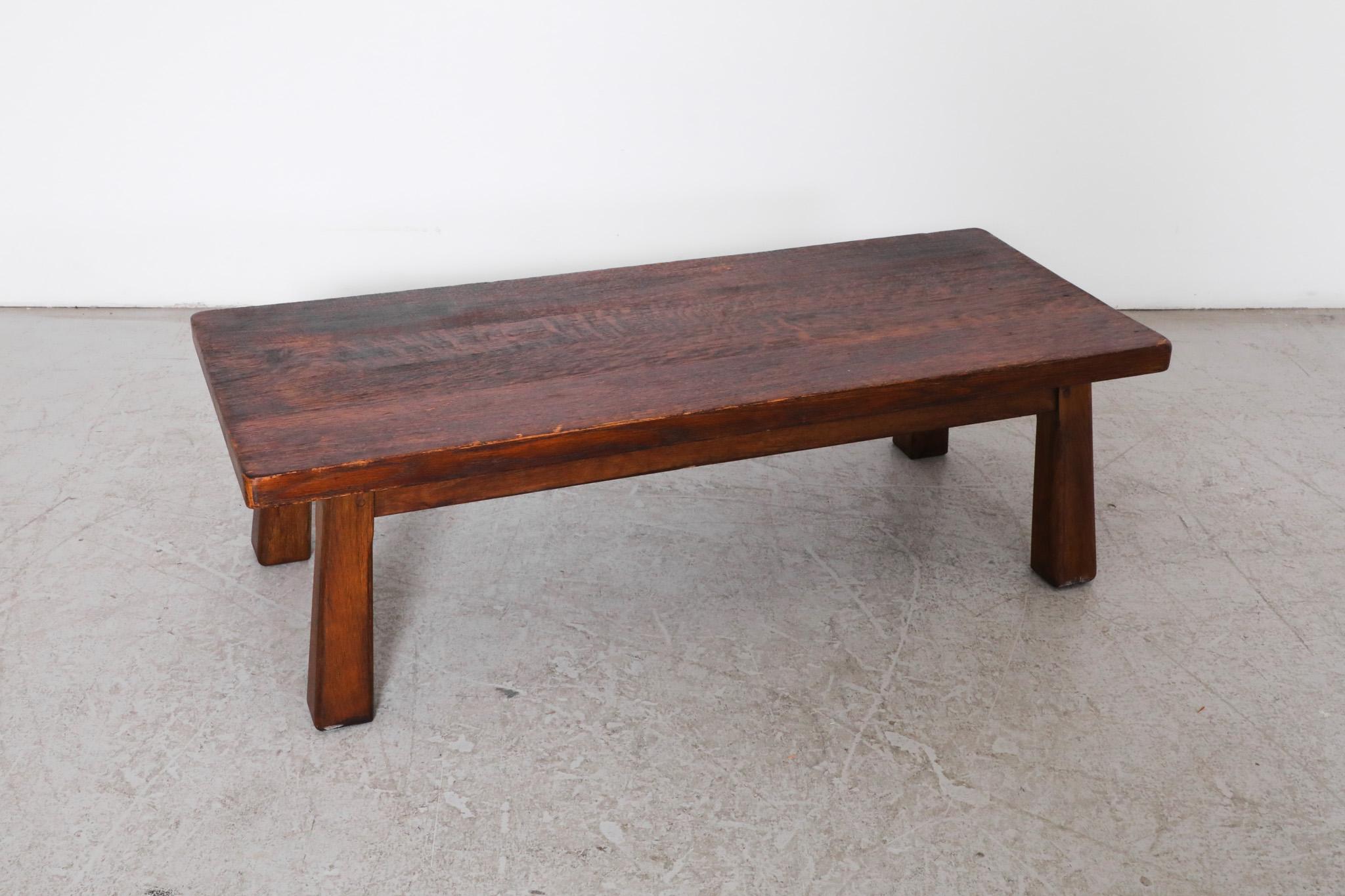 Pierre Chapo Inspired Heavy Oak Table or Bench For Sale 3