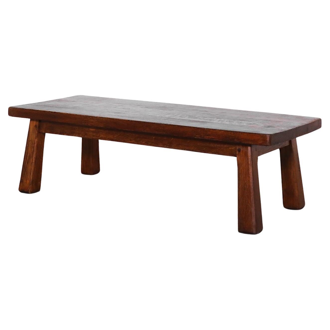 Pierre Chapo Inspired Heavy Oak Table or Bench For Sale