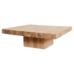 Pierre Chapo Inspired Heavy Square Pine Coffee Table