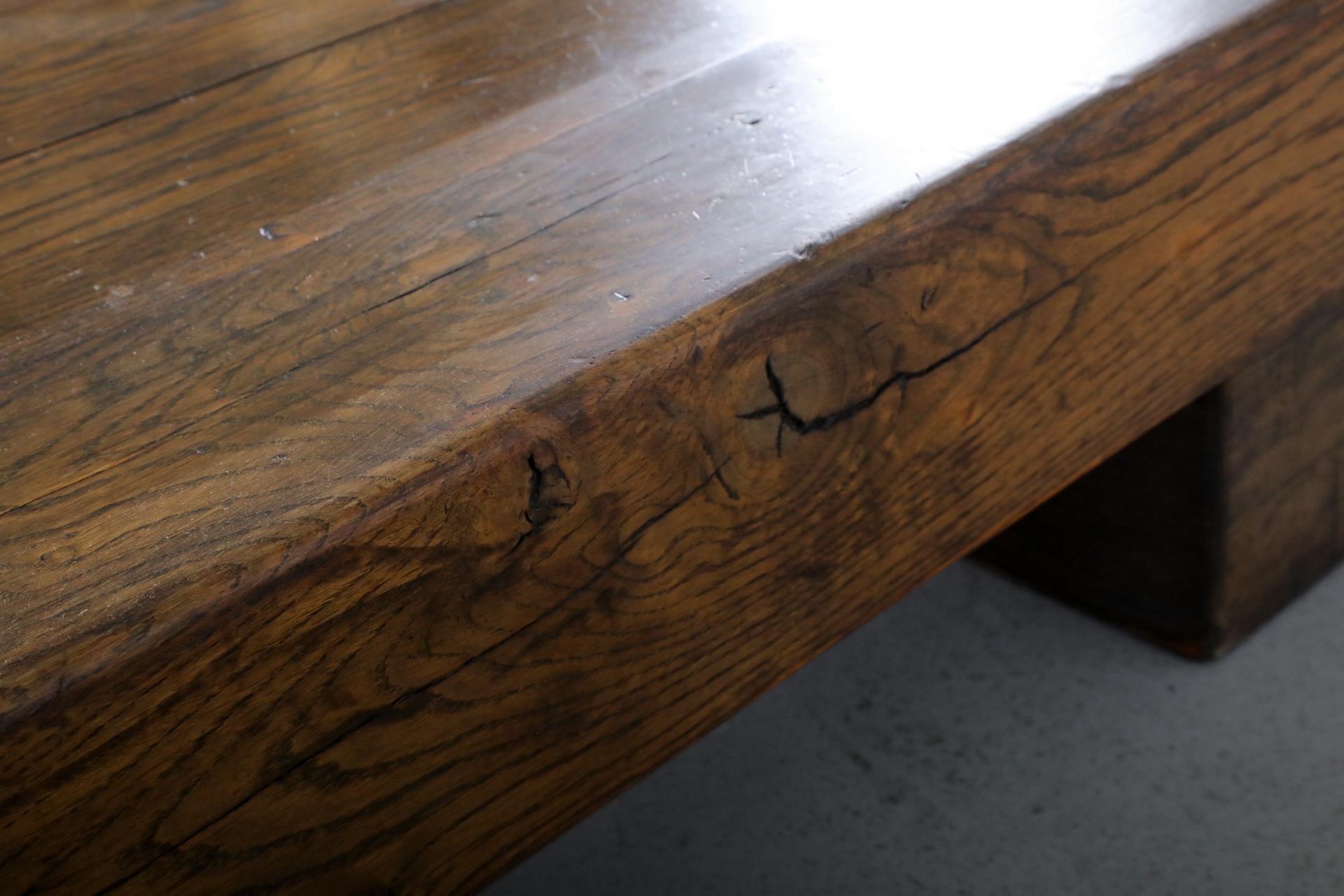 Pierre Chapo Inspired, Low, Heavy Oak Coffee Table 13