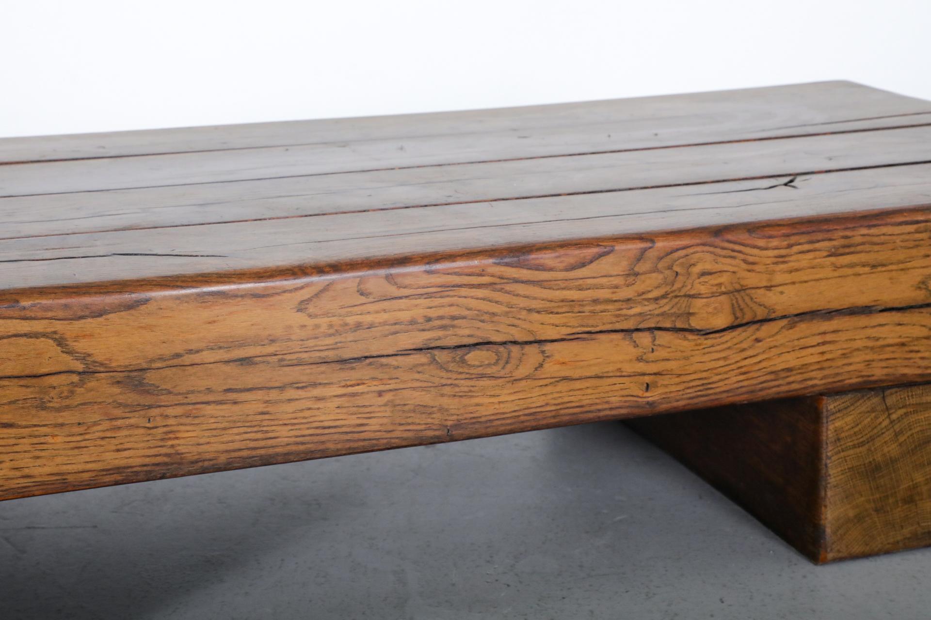 Pierre Chapo Inspired, Low, Heavy Oak Coffee Table 14