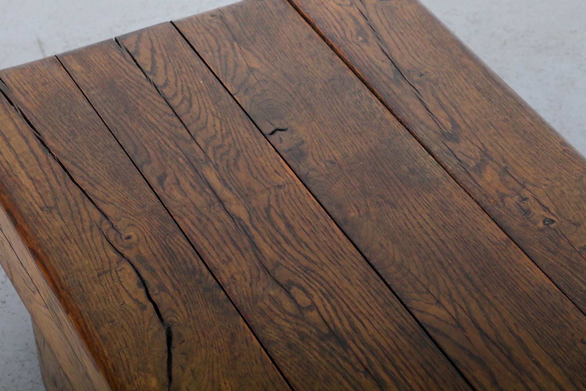 Pierre Chapo Inspired, Low, Heavy Oak Coffee Table 15