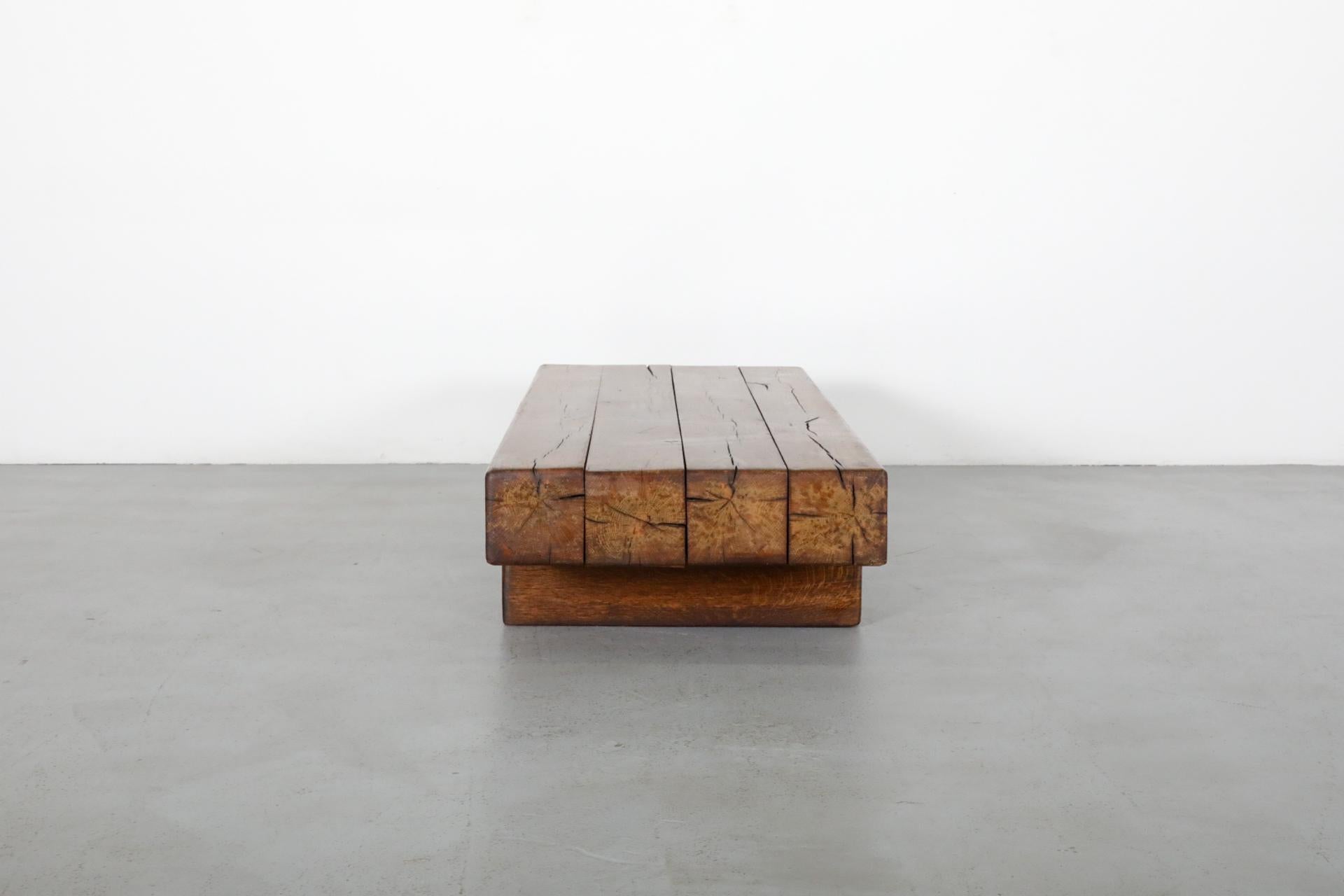 Pierre Chapo Inspired, Low, Heavy Oak Coffee Table 2