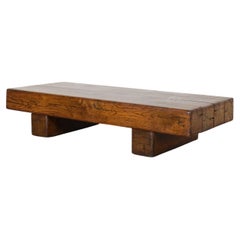 Pierre Chapo Inspired, Low, Heavy Oak Coffee Table