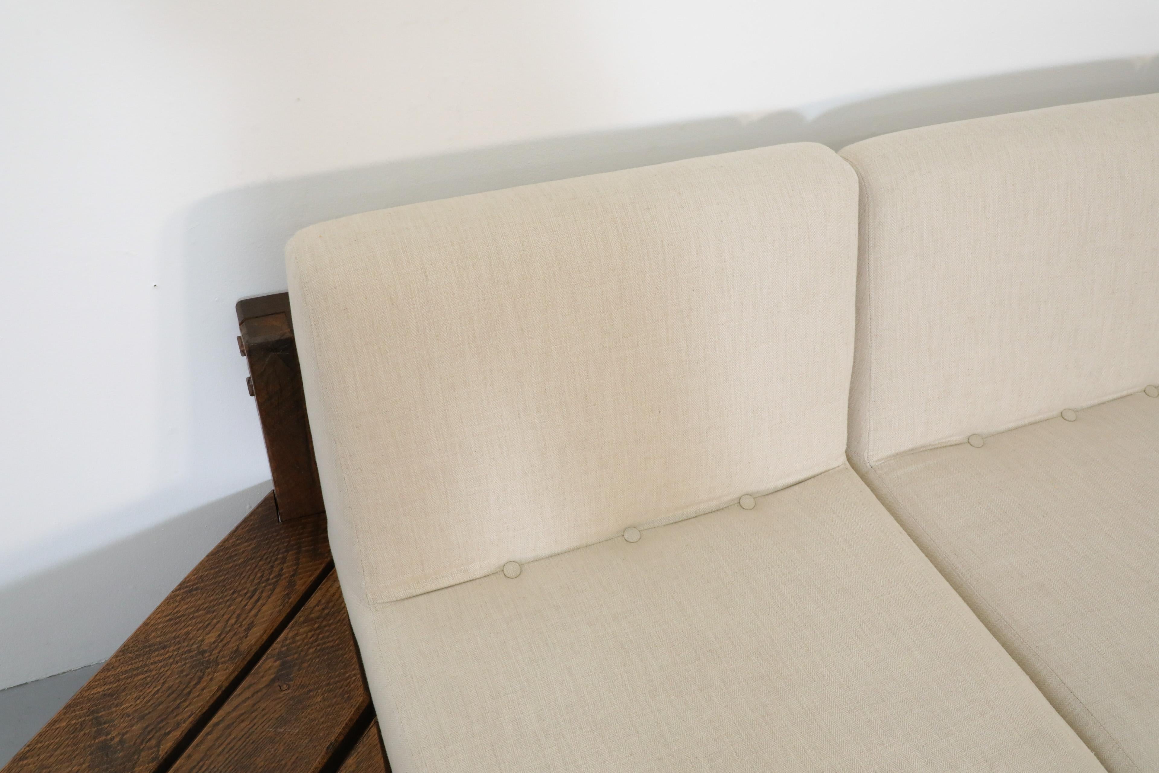Pierre Chapo Inspired Oak Brutalist Sectional Sofa w/ Built In Corner Table 7