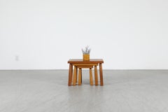 Tavolini in Oak ispirati a Pierre Chapo, Set di 3