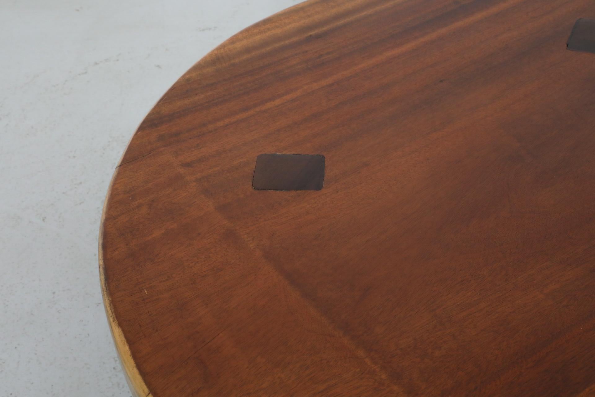 Pierre Chapo Inspired Round Brutalist Oak Coffee Table with Exposed Tenons 5