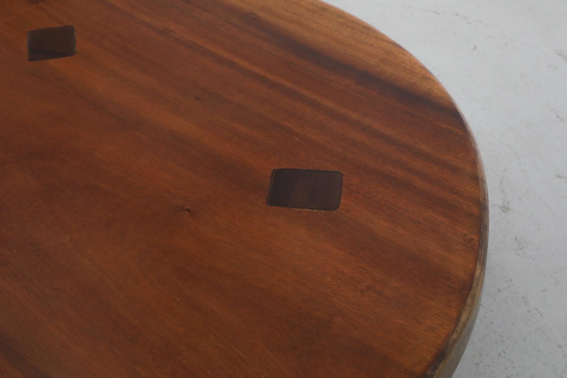Pierre Chapo Inspired Round Brutalist Oak Coffee Table with Exposed Tenons 7