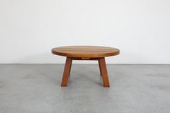 Pierre Chapo Inspired Round Oak Coffee Table with Beautiful Grain
