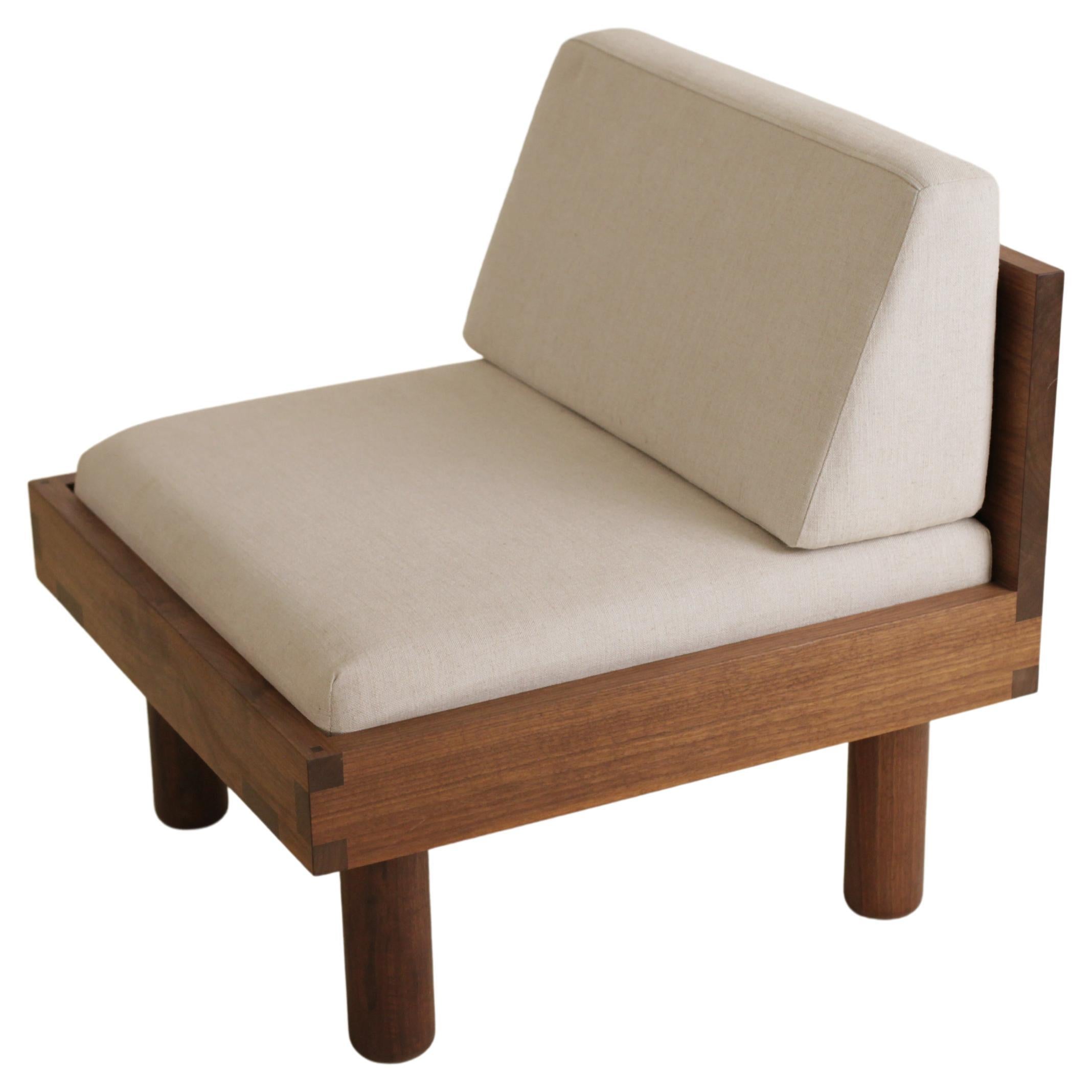 Hand-Crafted Pierre Chapo Inspired Slipper Chair Upholstered and in Walnut by Boyd & Allister For Sale