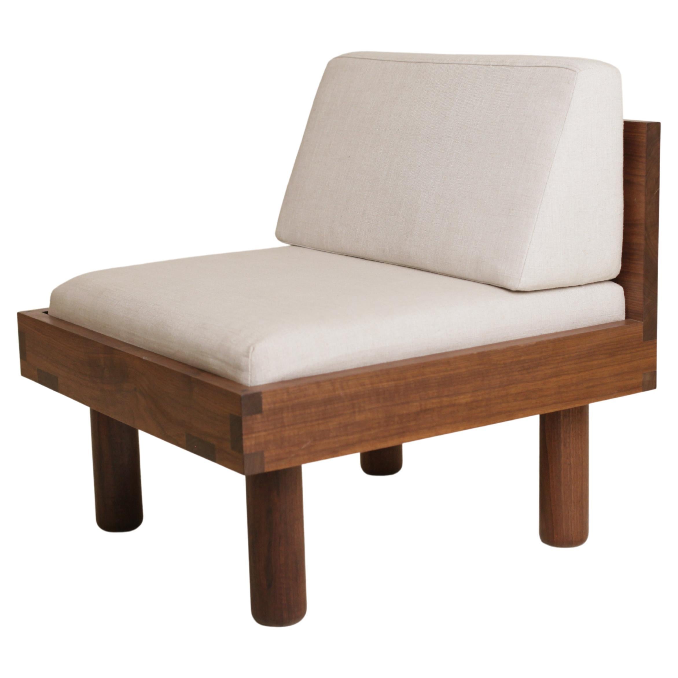 Pierre Chapo Inspired Slipper Chair Upholstered and in Walnut by Boyd & Allister For Sale