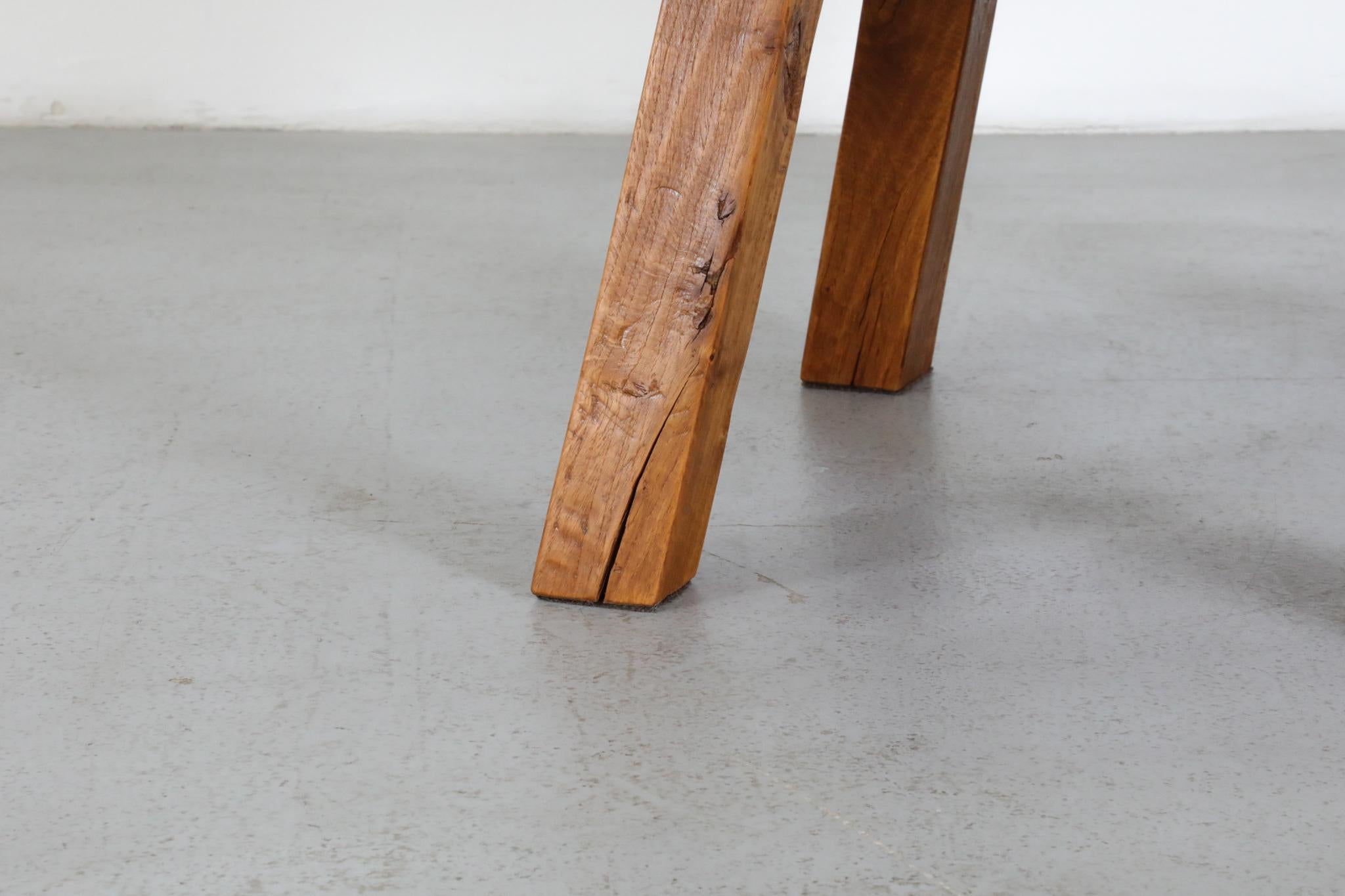 Pierre Chapo Inspired Solid Oak Brutalist Coffee Table with Center Cut-Out For Sale 15