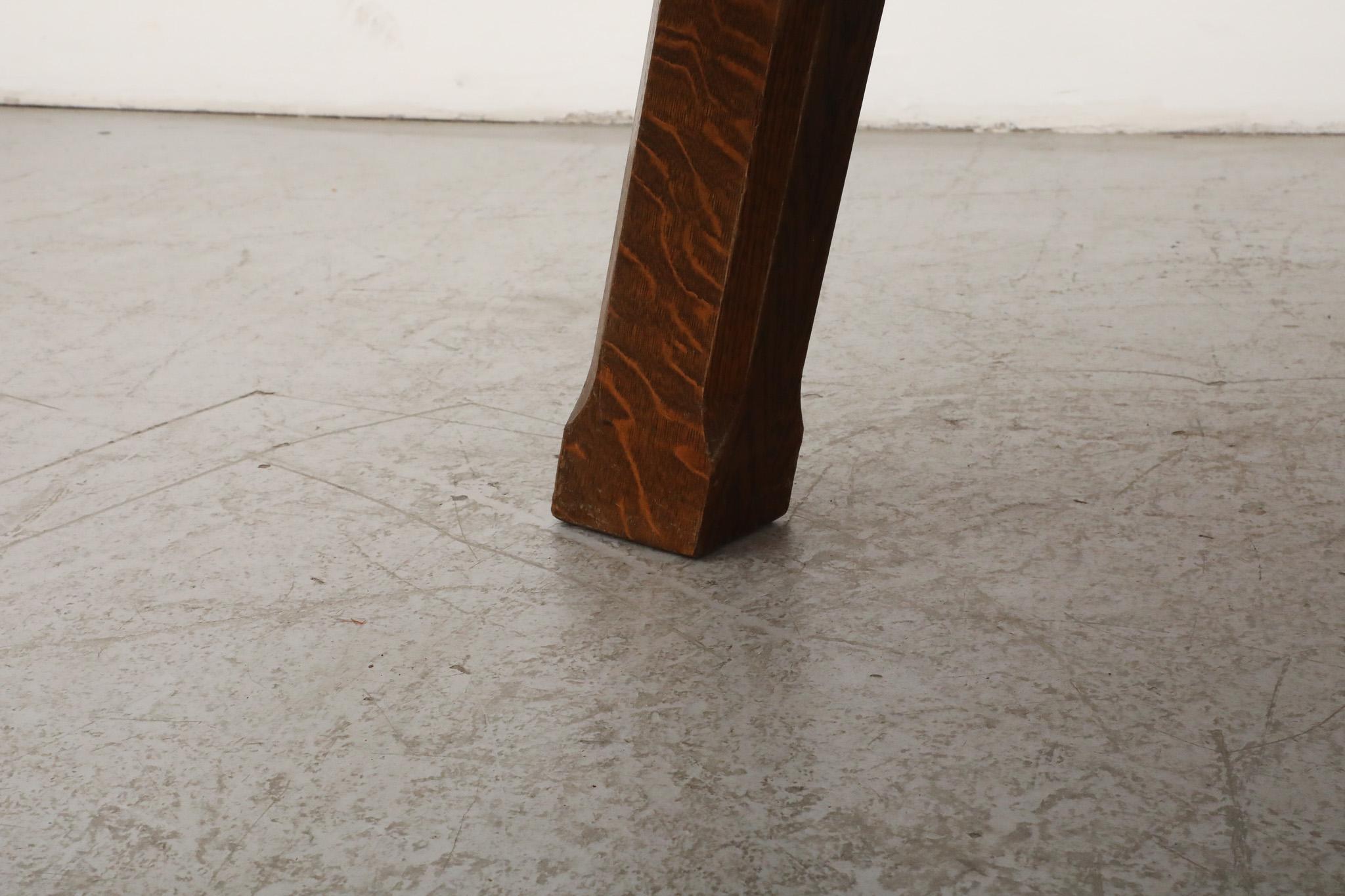 Pierre Chapo Inspired Stunning Heavy Brutalist Round Dark Oak Coffee Table For Sale 6