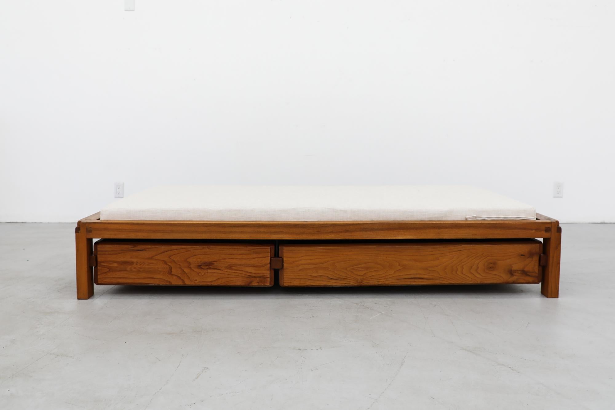 Mid-Century Modern Pierre Chapo 'L03' Daybed in Elm with Storage & Newly Made Mattress, 1960s For Sale