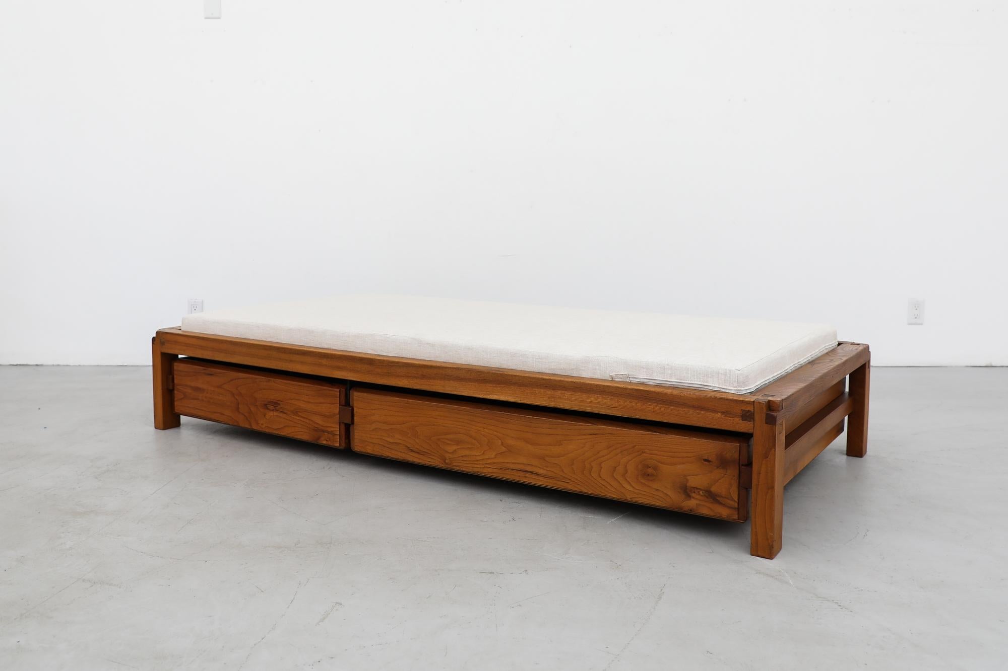 Dutch Pierre Chapo 'L03' Daybed in Elm with Storage & Newly Made Mattress, 1960s For Sale