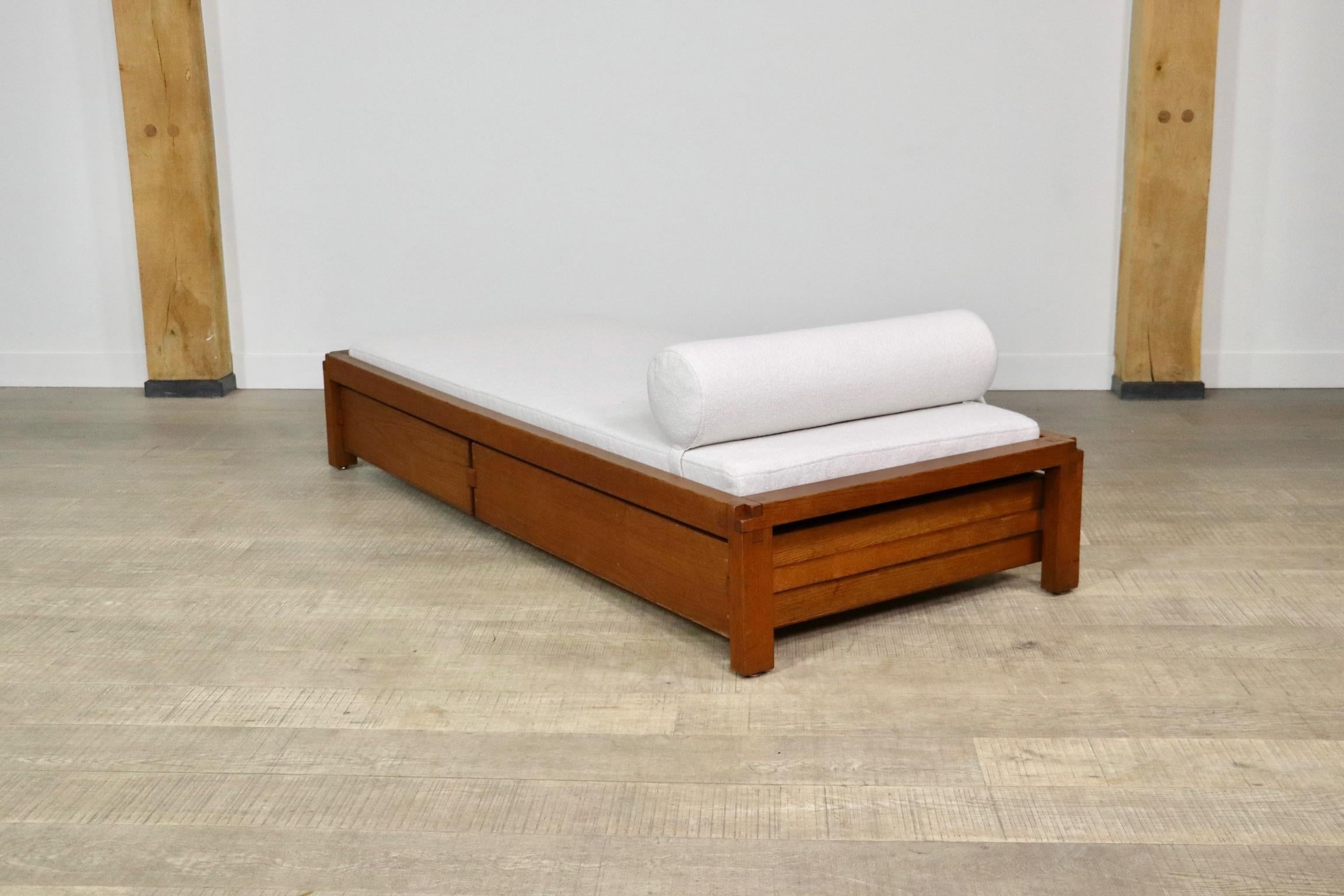 Pierre Chapo L03 Daybed In Solid Elm, France 1960s 4