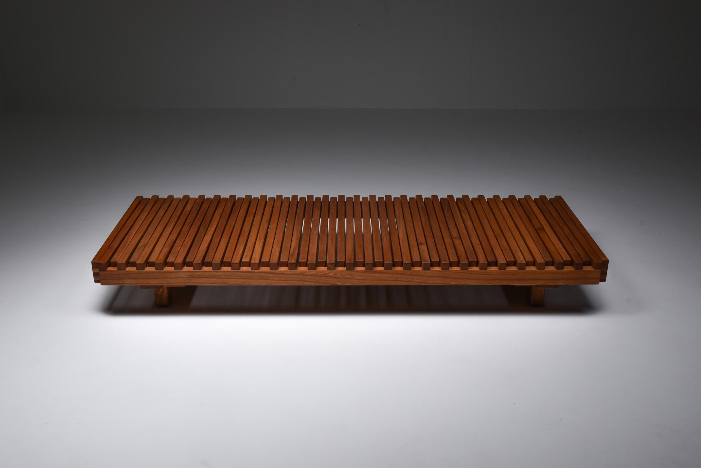 French Pierre Chapo L07 Daybed Elm France 1963 Rustic Mid-Century Modern Studio Craft