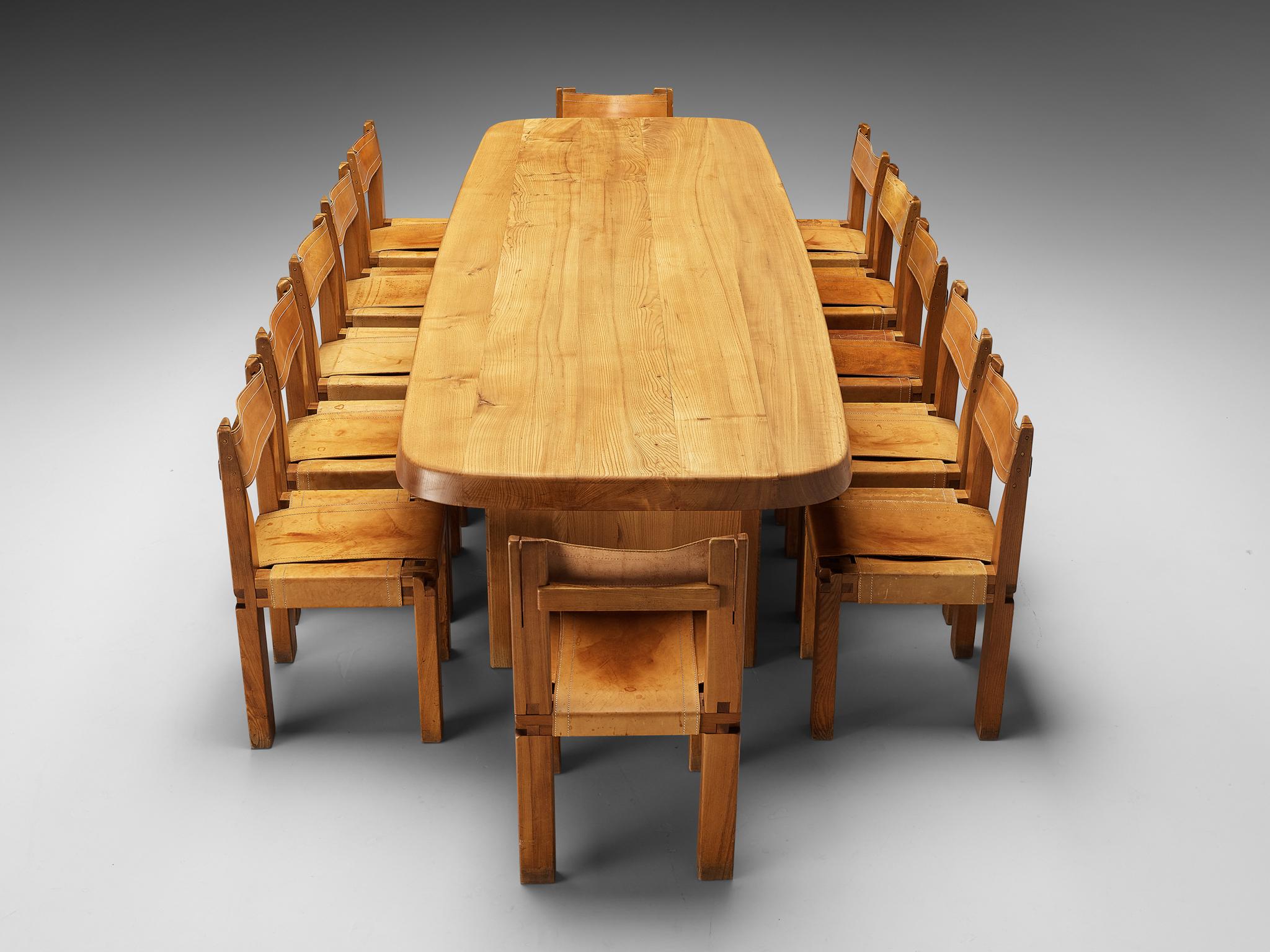 Pierre Chapo Large Dining Table T20B in Solid Elm 8