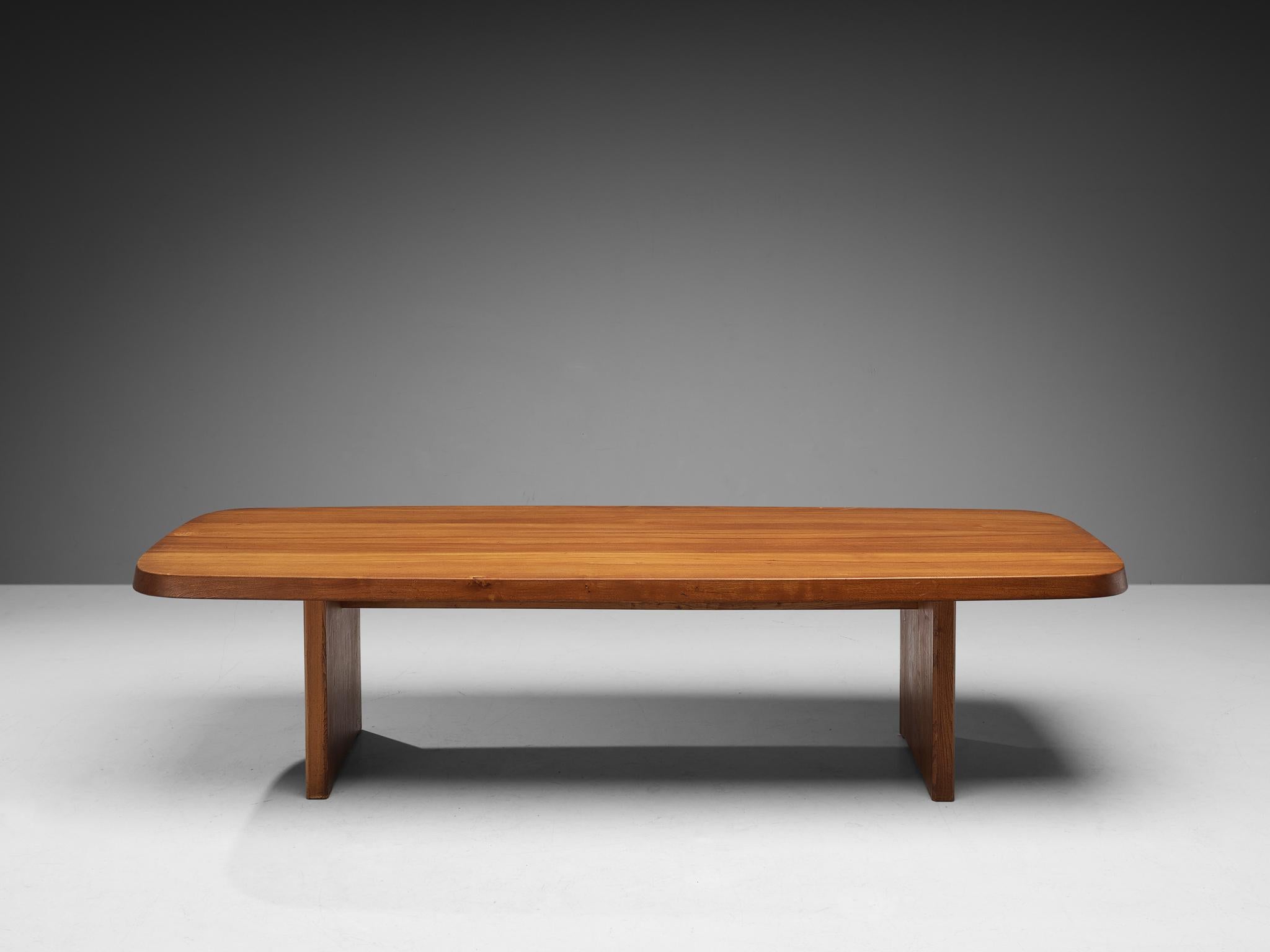 Mid-20th Century Pierre Chapo Large Dining Table T20B in Solid Elm