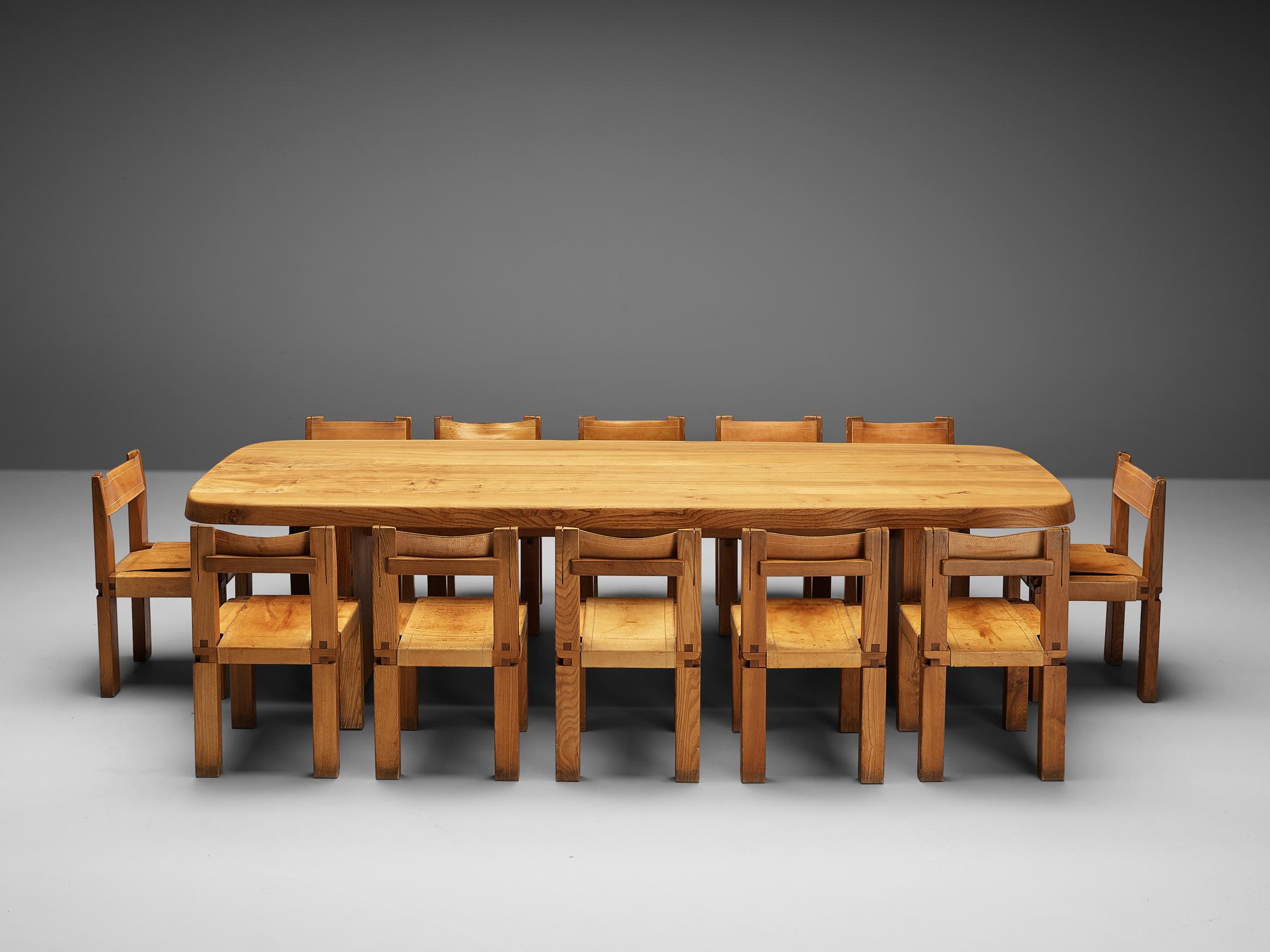 Pierre Chapo Large Dining Table T20B in Solid Elm 2
