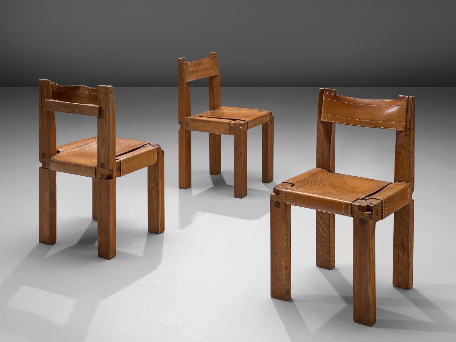 Mid-Century Modern Pierre Chapo Large Set of Twelve S11 Dining Chairs