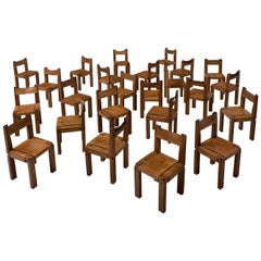 Pierre Chapo Large Set of Twenty-four S11 Dining Chairs