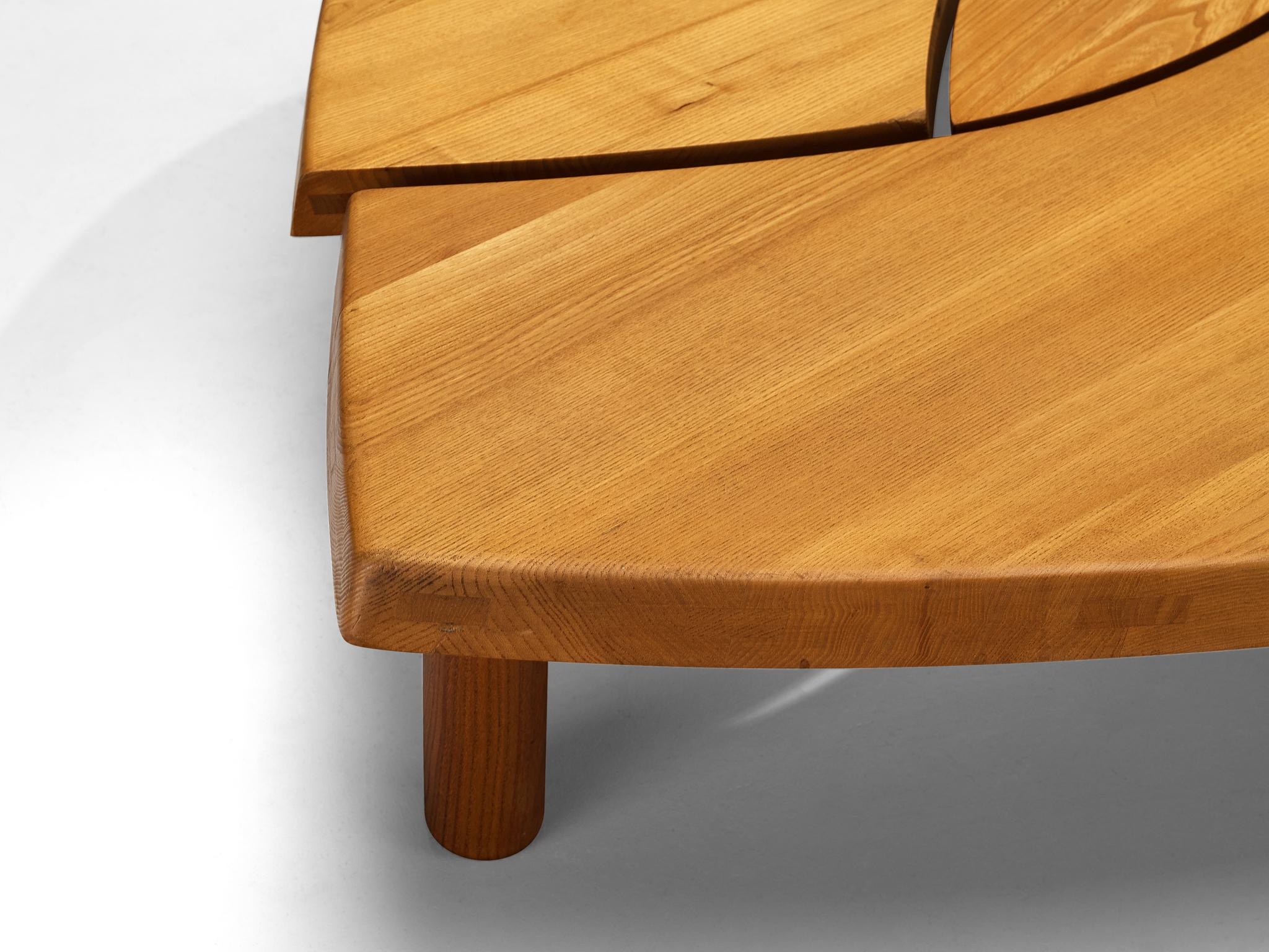 Pierre Chapo Grande table basse 'T22C' 'L'Oeil' en orme massif en vente 4