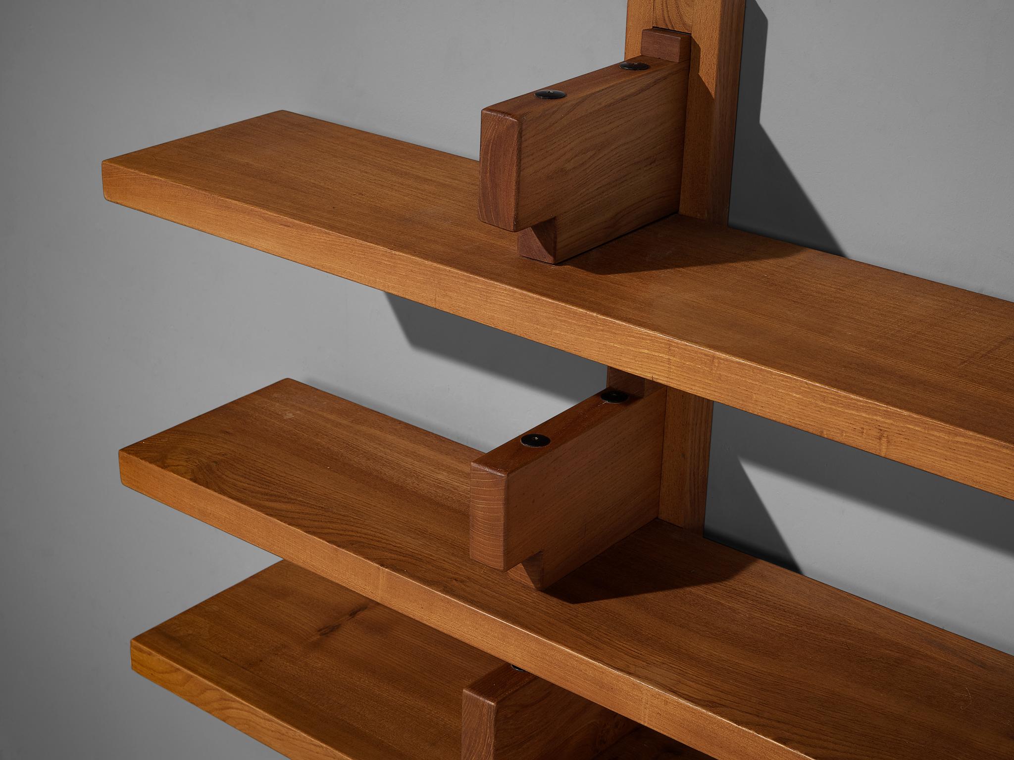 Mid-Century Modern Pierre Chapo Large Wall Unit in Solid Elm