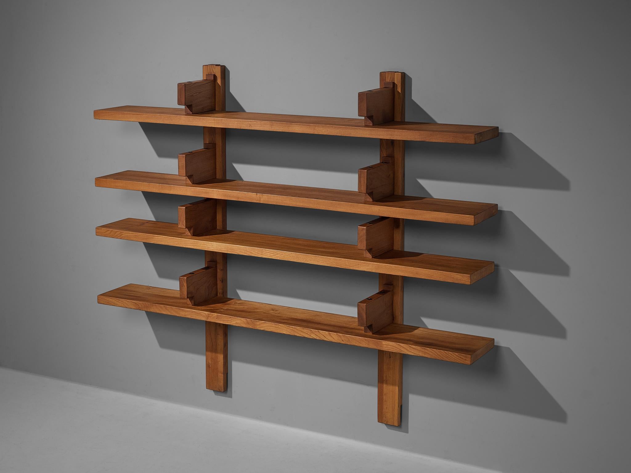 French Pierre Chapo Large Wall Unit in Solid Elm