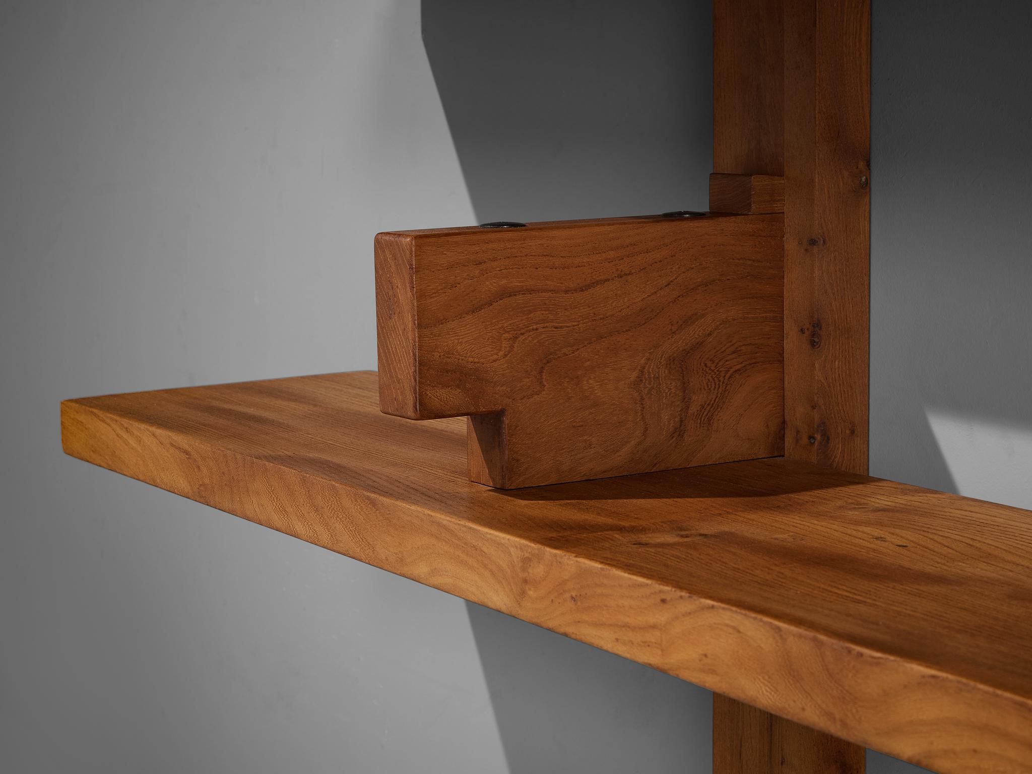 Pierre Chapo Large Wall Unit in Solid Elm In Good Condition In Waalwijk, NL