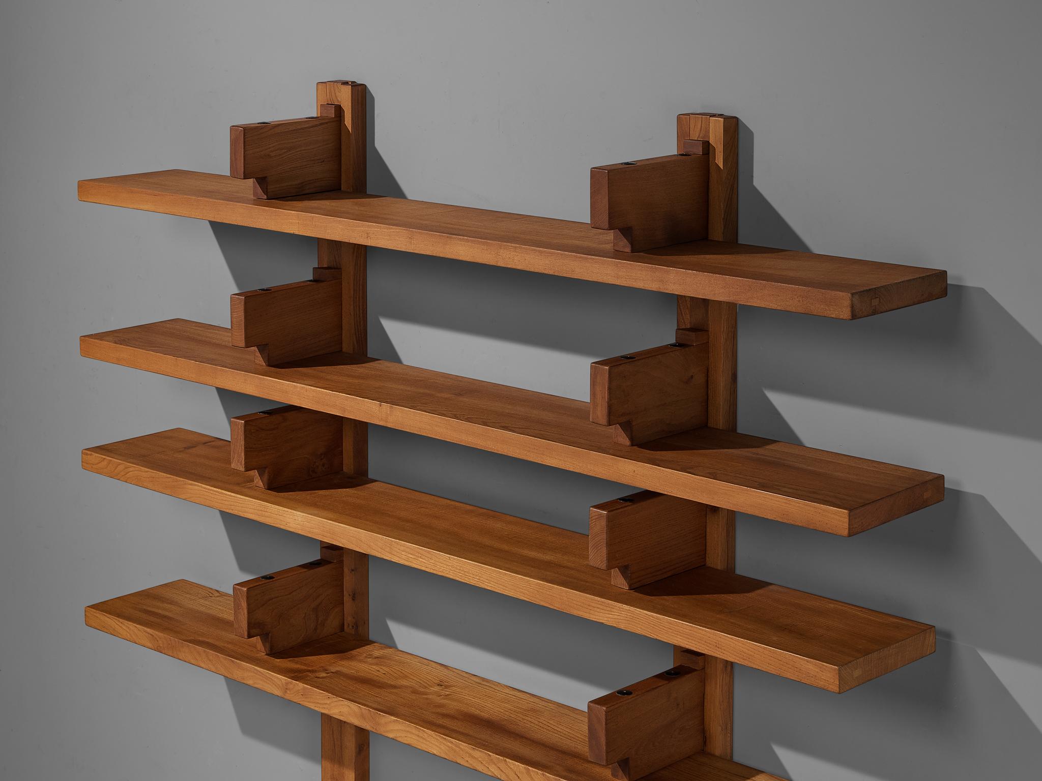 Mid-20th Century Pierre Chapo Large Wall Unit in Solid Elm