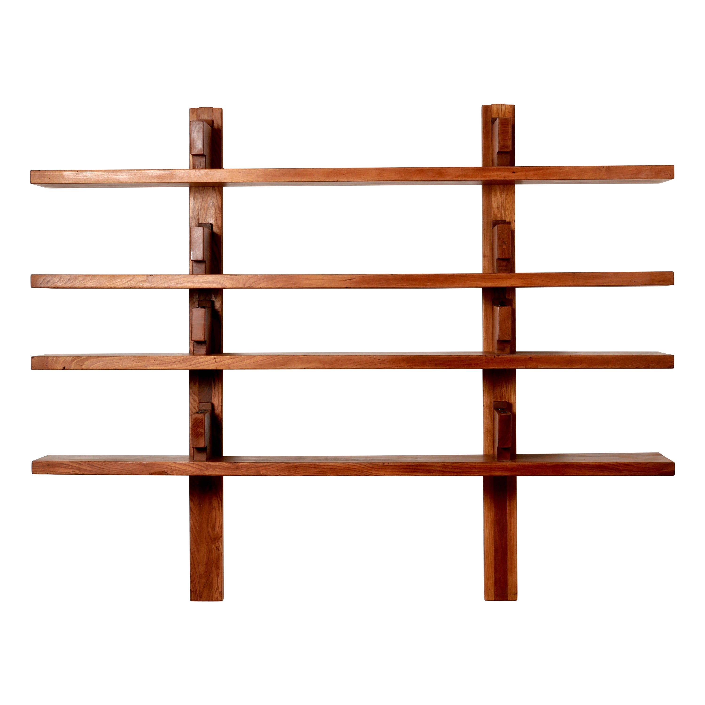 Pierre Chapo Large Wall Unit Model B17, French Elm, circa 1967