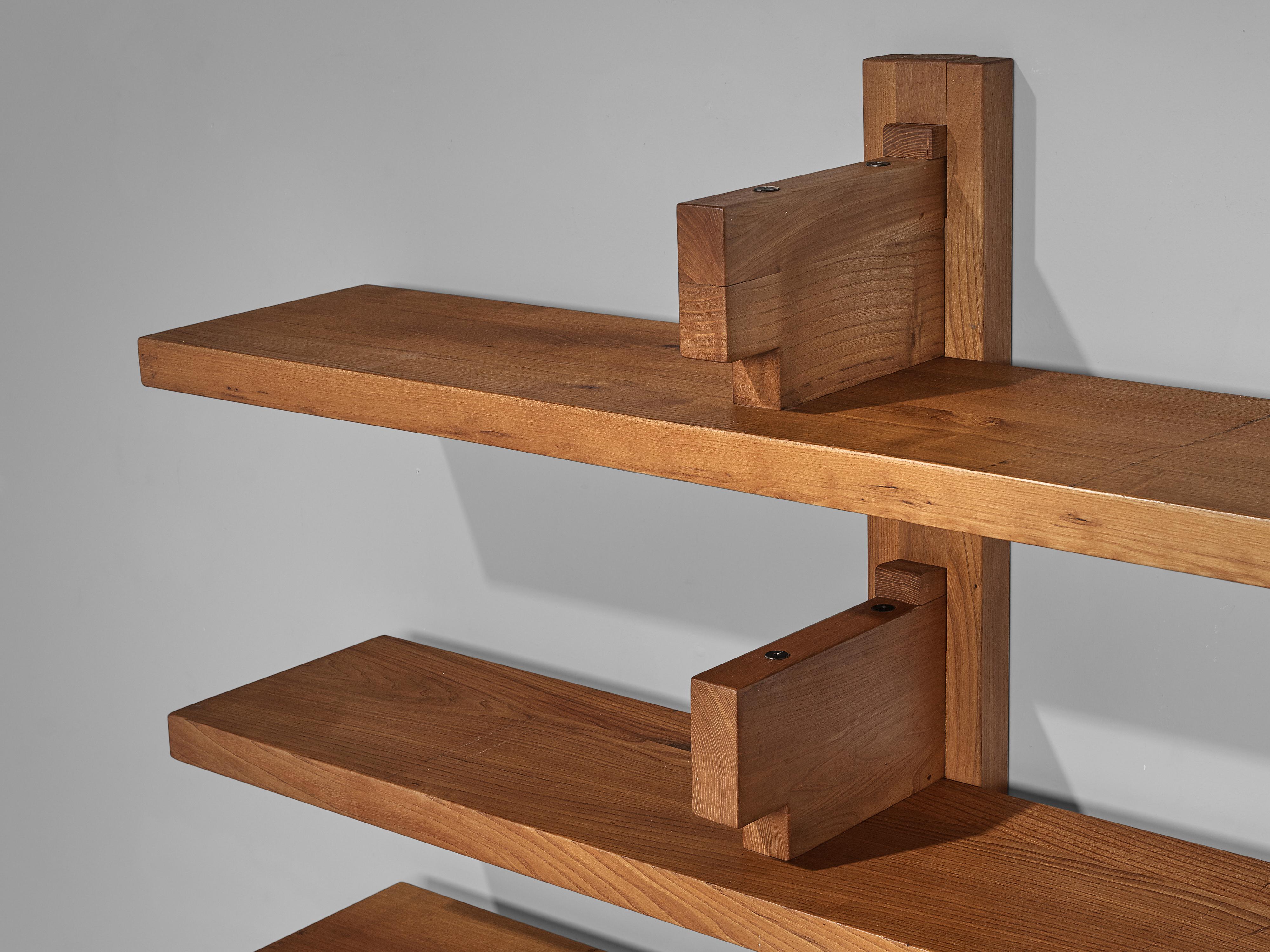 Mid-Century Modern Pierre Chapo Large Wall Unit Model 'B17' in Solid Elm
