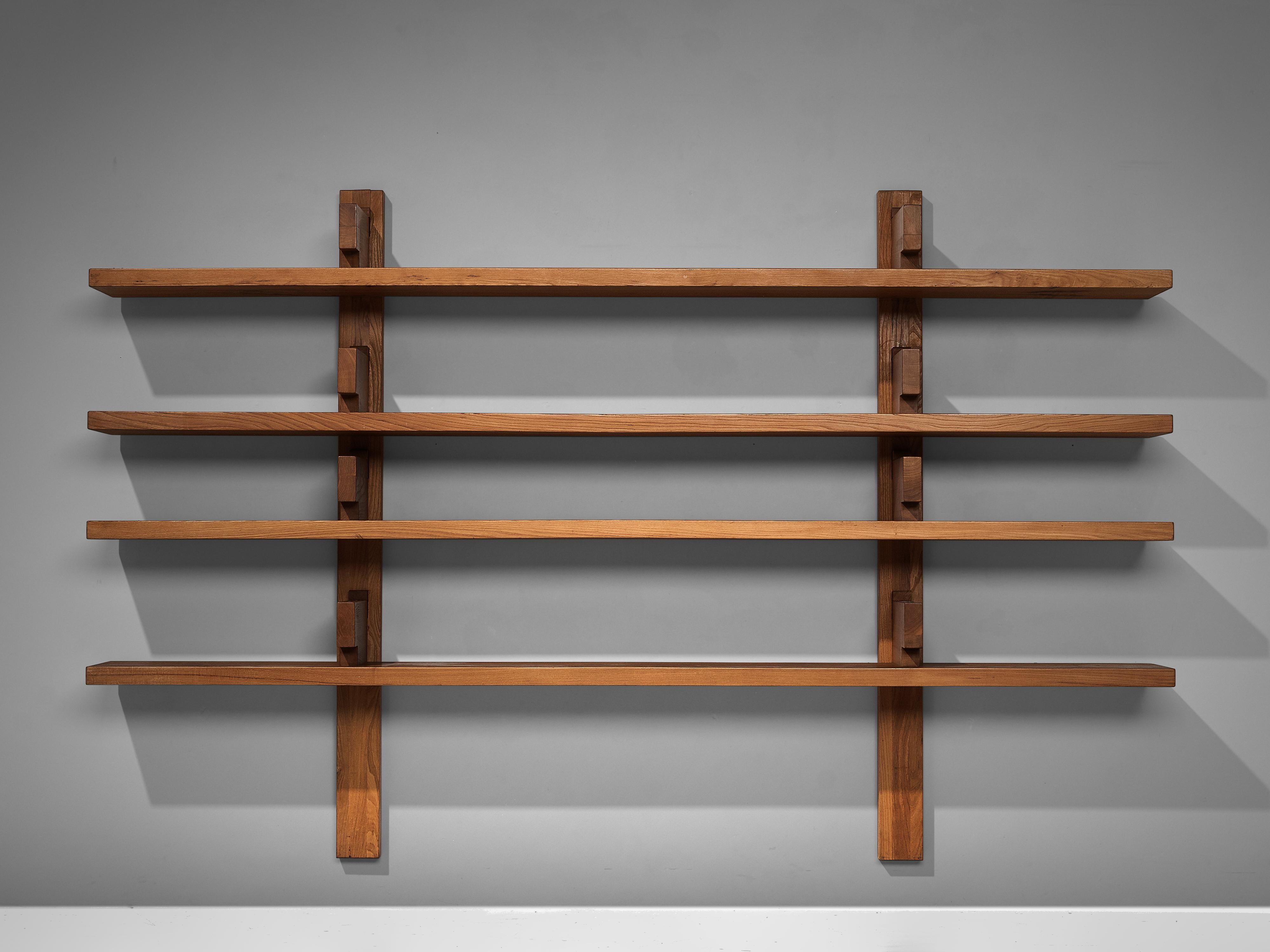 French Pierre Chapo Large Wall Unit Model 'B17' in Solid Elm