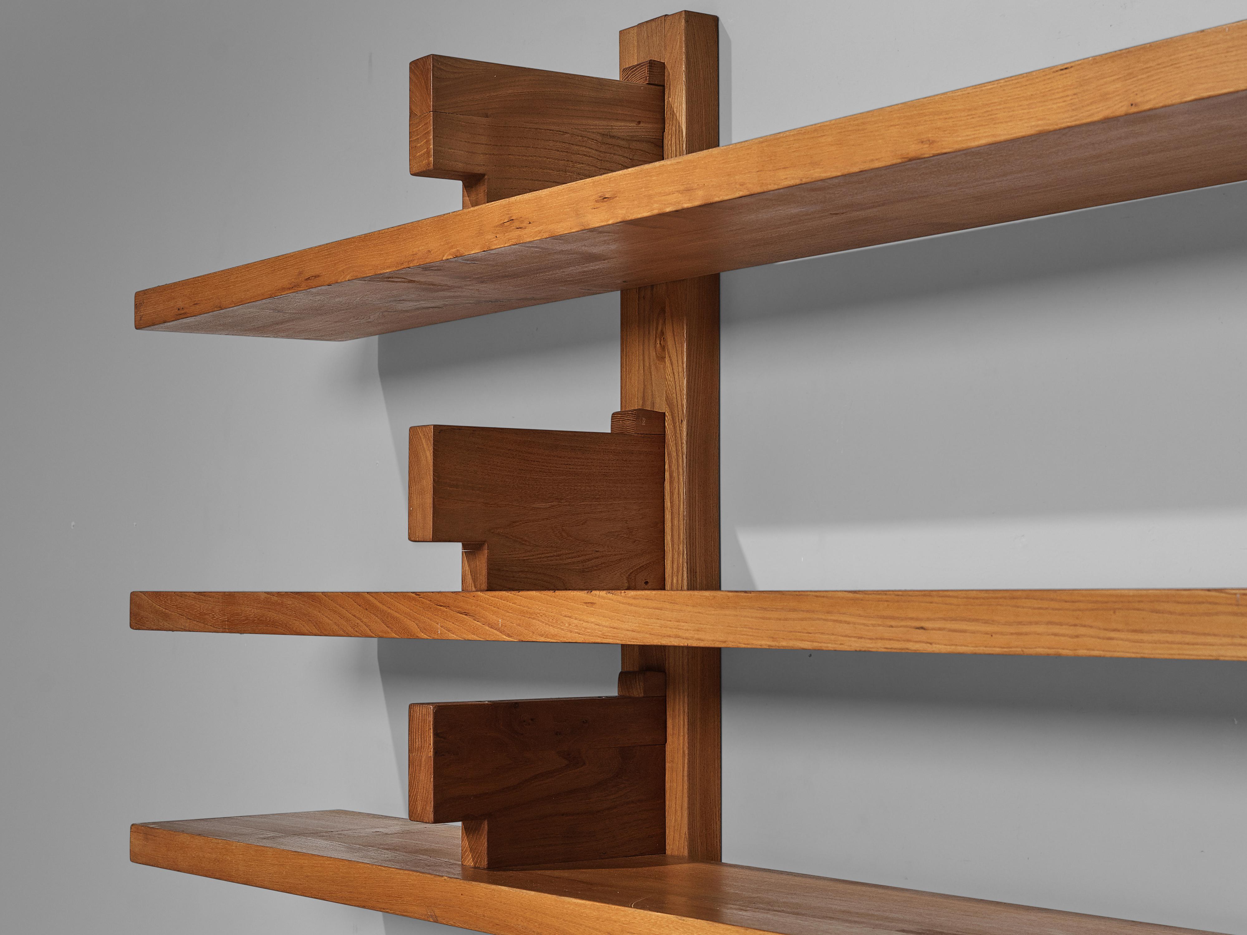 Pierre Chapo Large Wall Unit Model 'B17' in Solid Elm In Good Condition In Waalwijk, NL