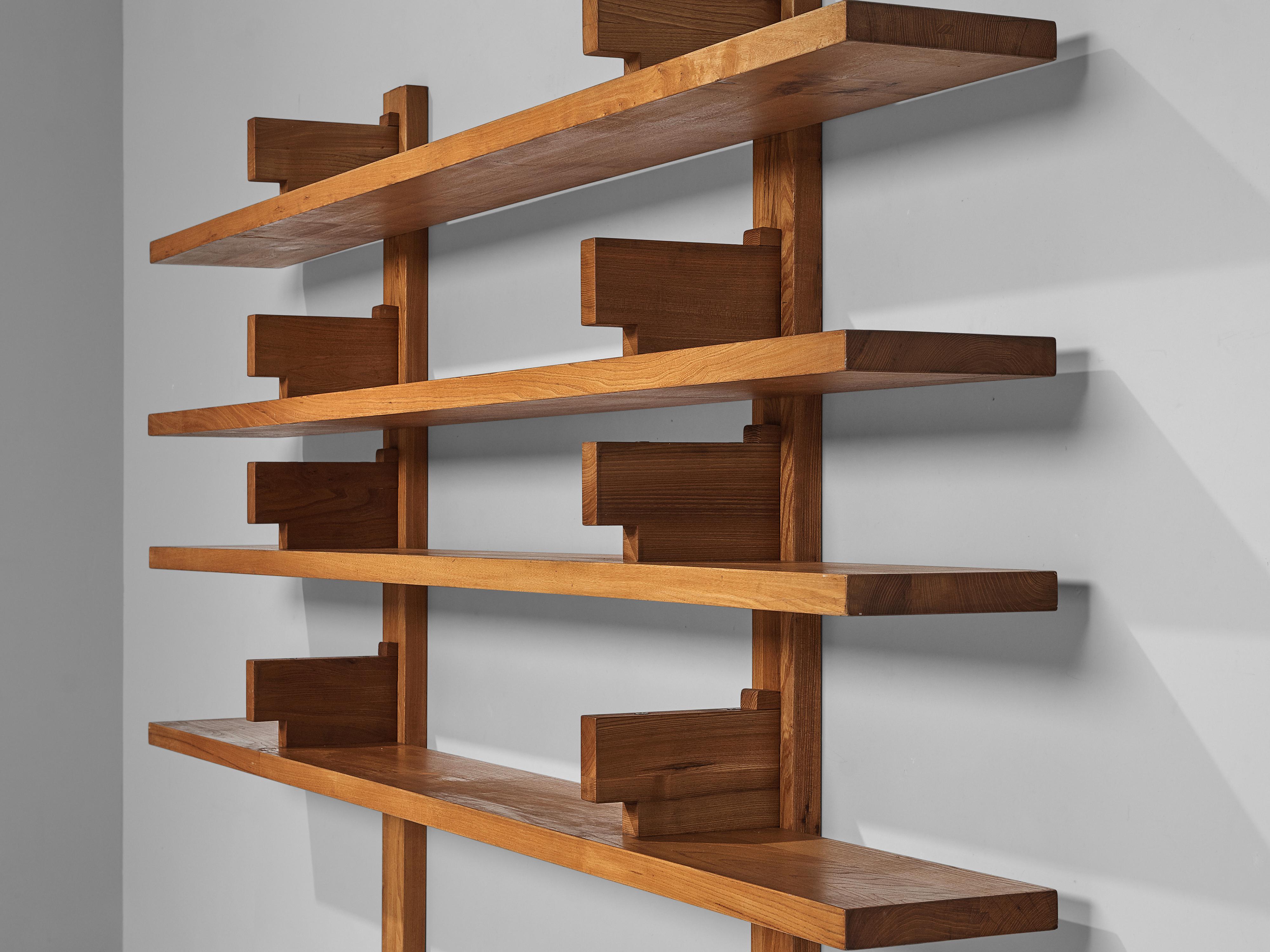 Pierre Chapo Large Wall Unit Model 'B17' in Solid Elm 3